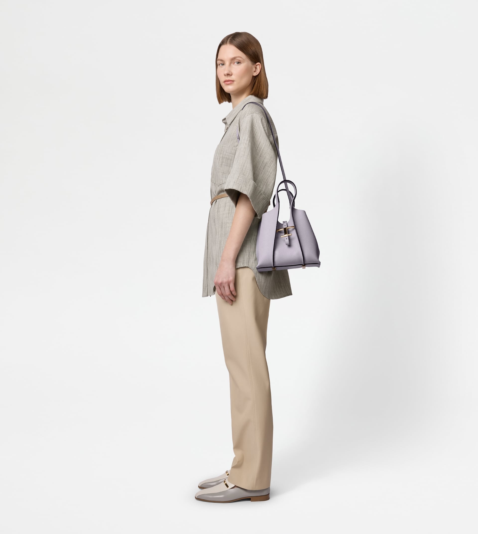 T TIMELESS SHOPPING BAG IN LEATHER MINI - VIOLET - 6