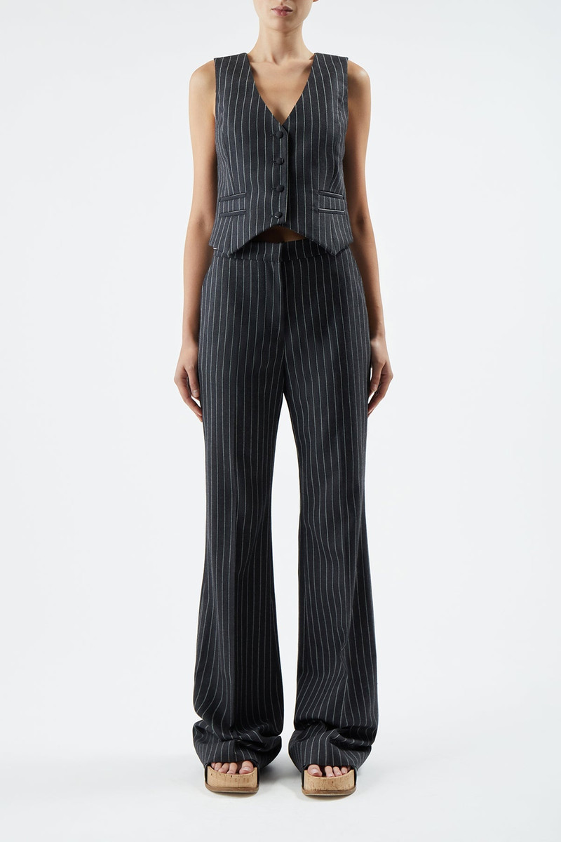 GABRIELA HEARST Zeta Vest in Grey Pinstripe Wool outlook