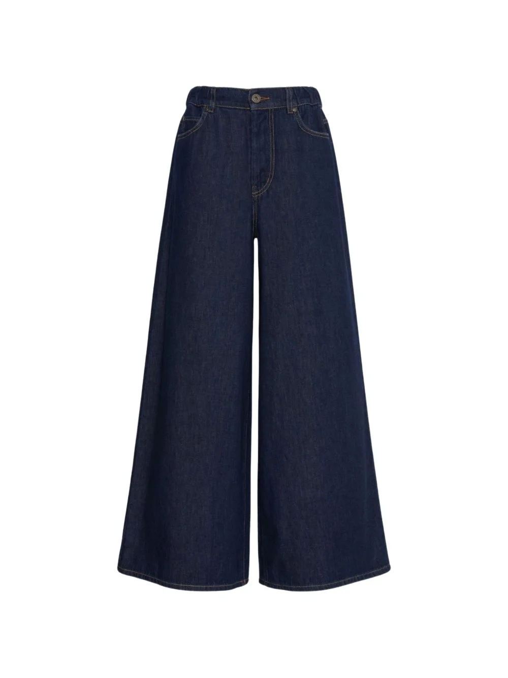 elasticated-waist wide-leg jeans - 1