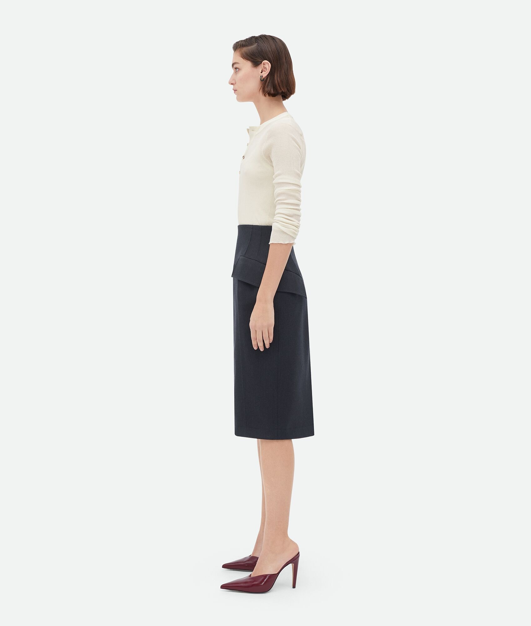 Sculptural Fit Light Wool Midi Skirt - 2