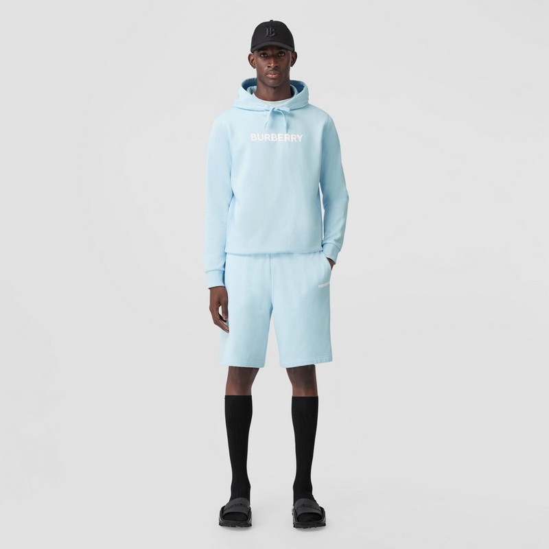 Burberry Logo Print Cotton Drawcord Shorts outlook