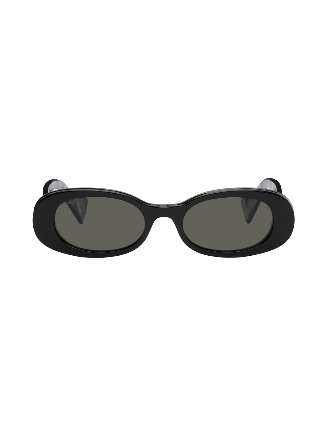 Black Oval Acetate Sunglasses - 1