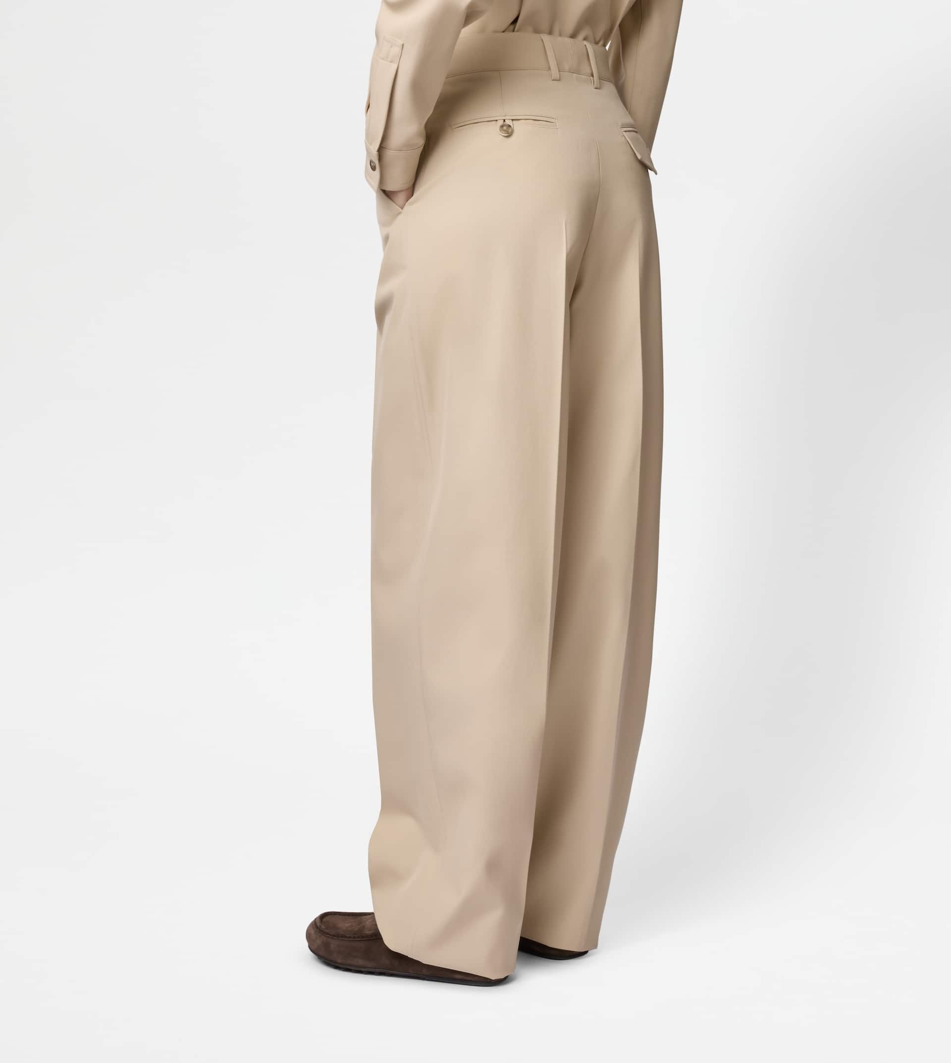 PANTS IN COTTON BLEND WOOL - BROWN - 4
