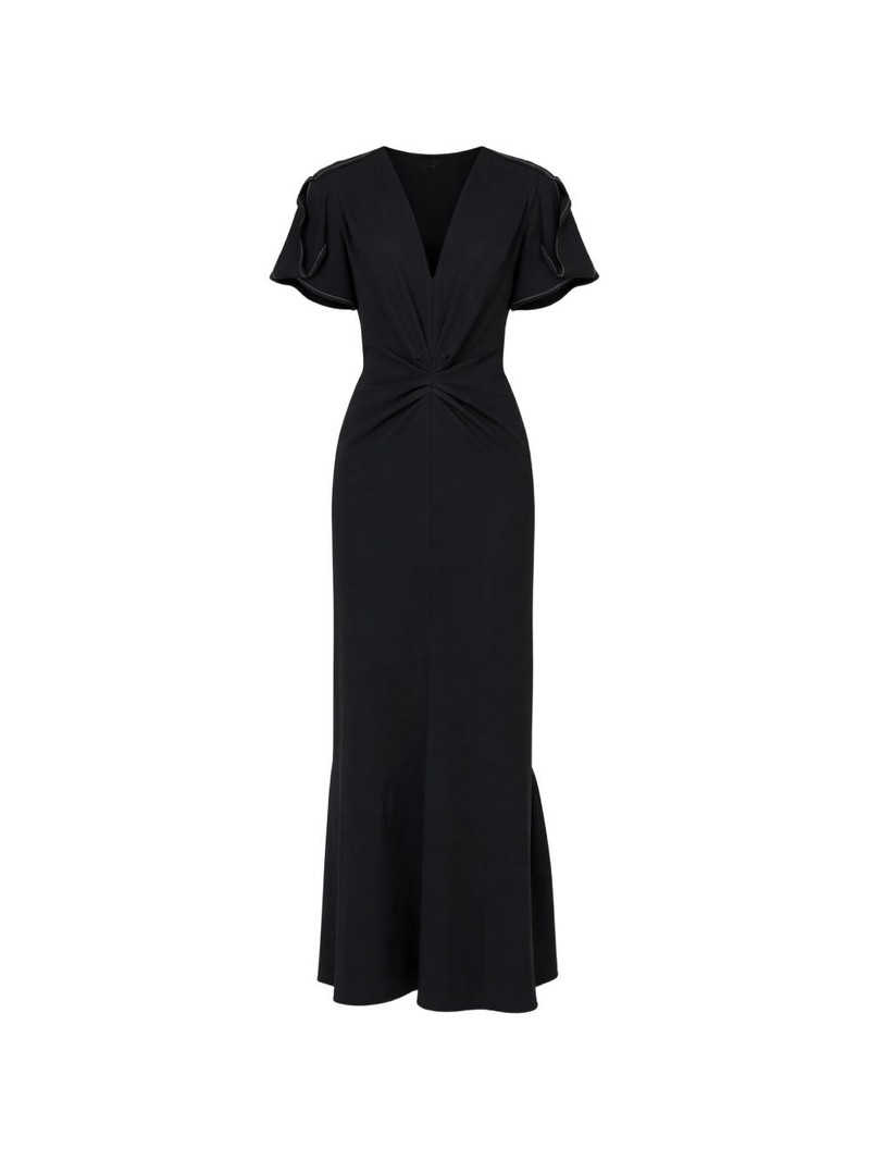 V-neck ruffle midi dress 1