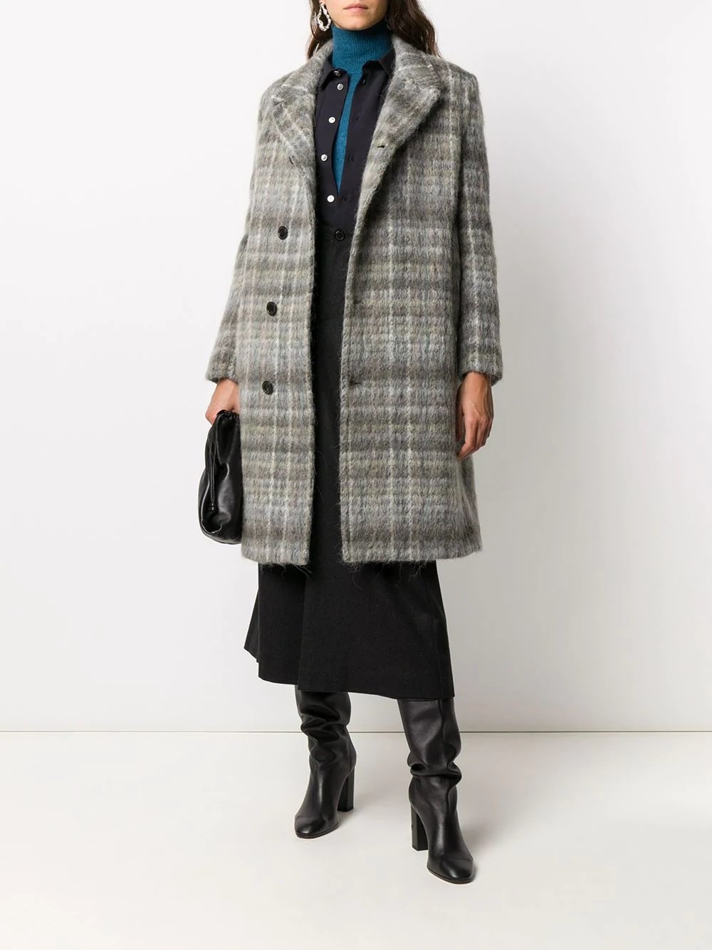 plaid double-breasted wool coat - 2