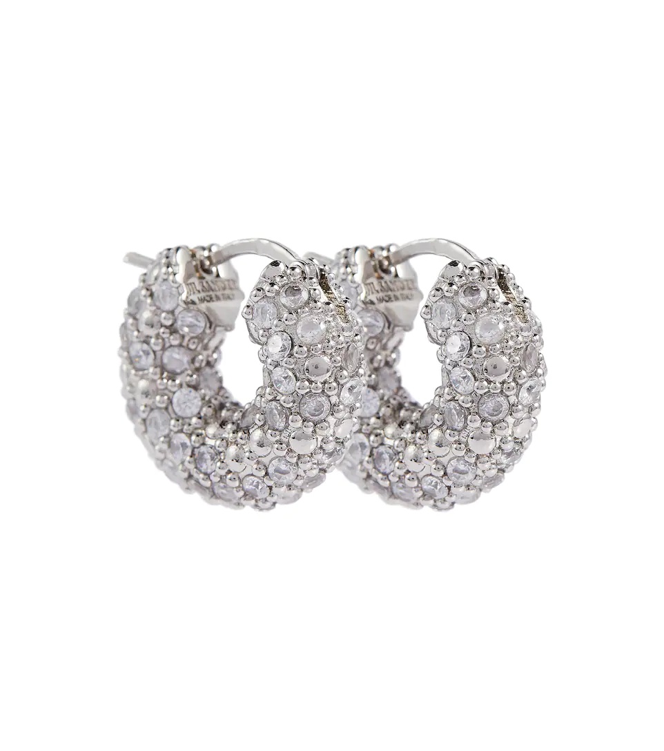 Jil Sander Crystal-embellished hoop earrings | mytheresa