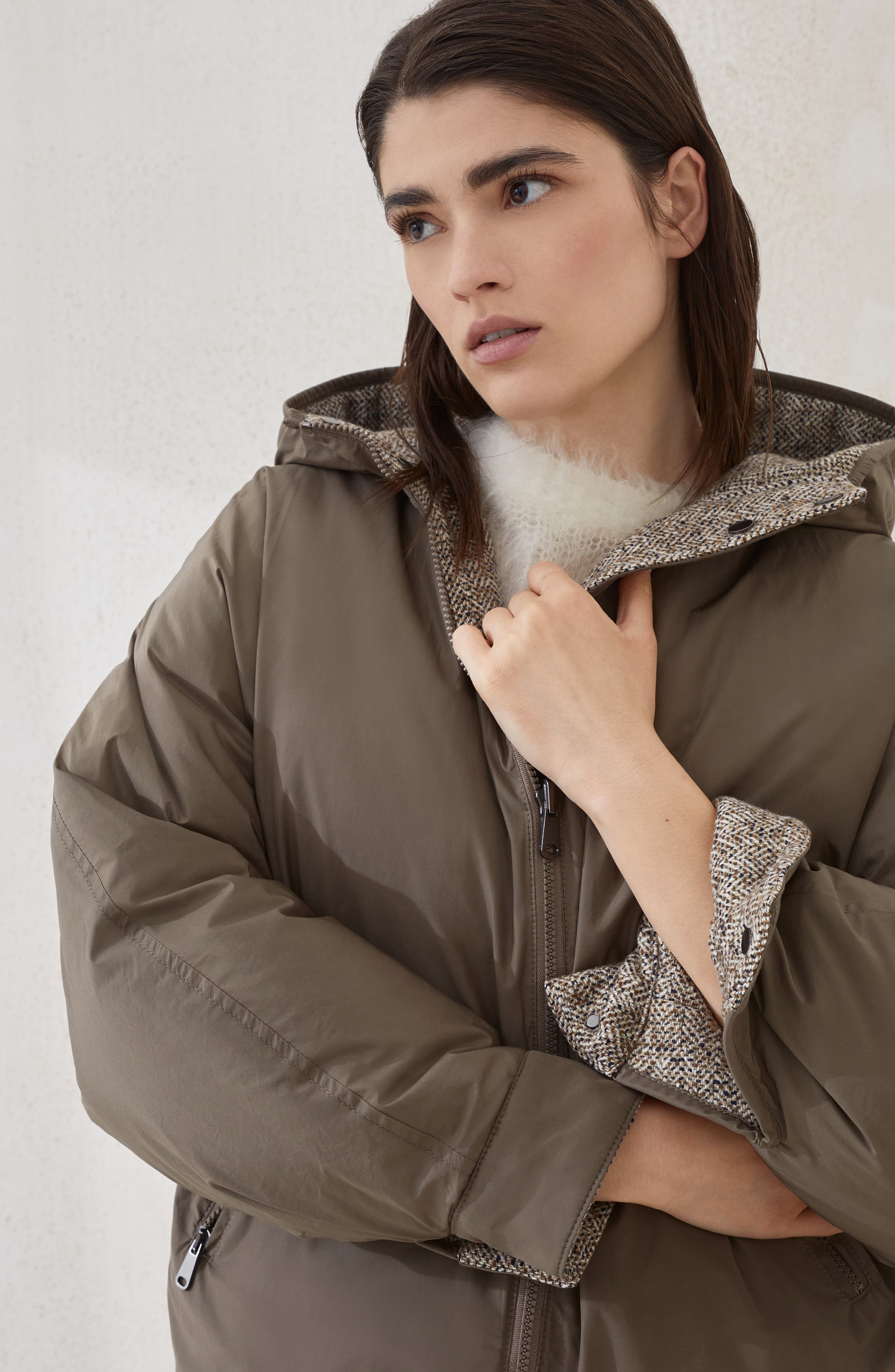 Brunello Cucinelli Flecked chevron down jacket in Rope at Nordstrom - 4
