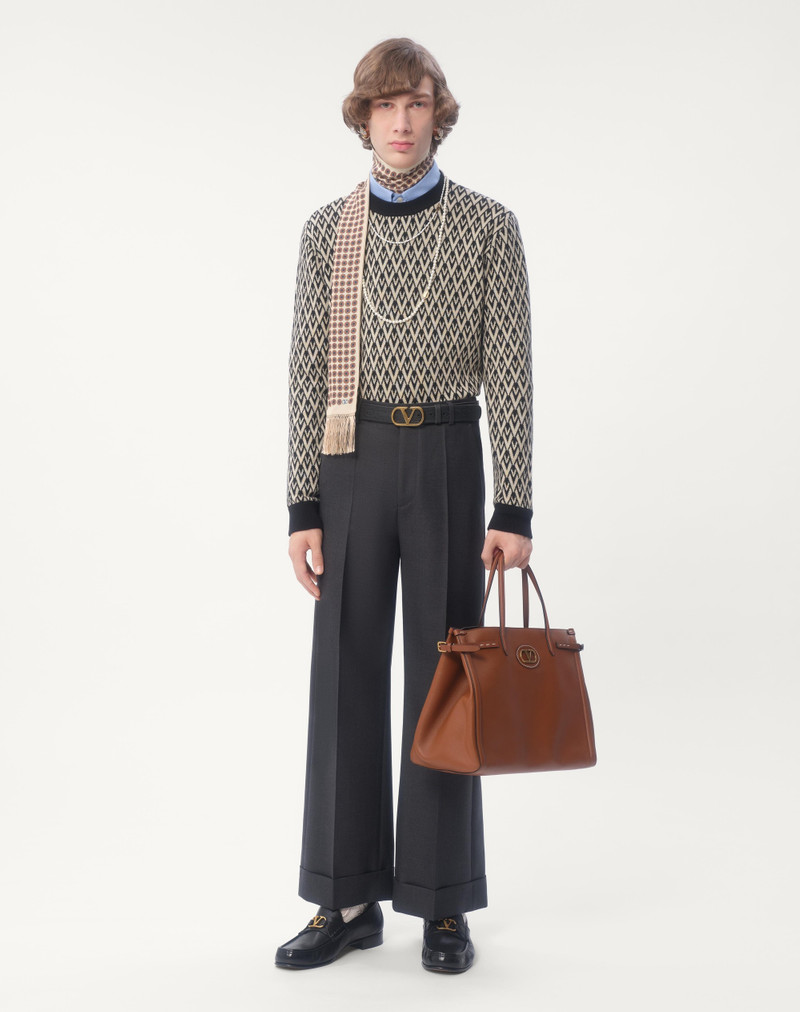 Valentino CREWNECK WOOL SWEATER WITH TOUTE LA V JACQUARD PATTERN outlook