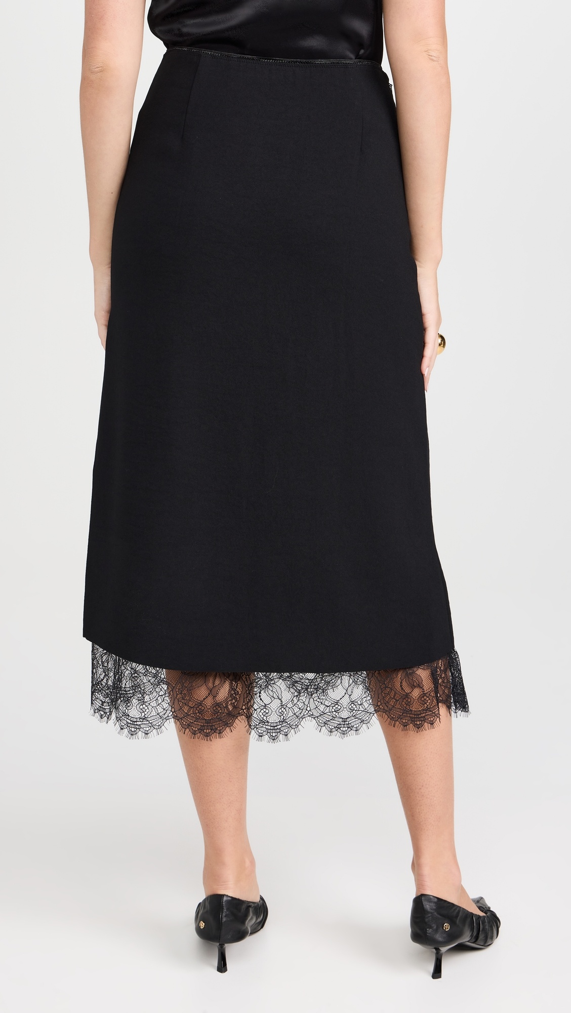 Lace Paneled Straight Skirt - 2