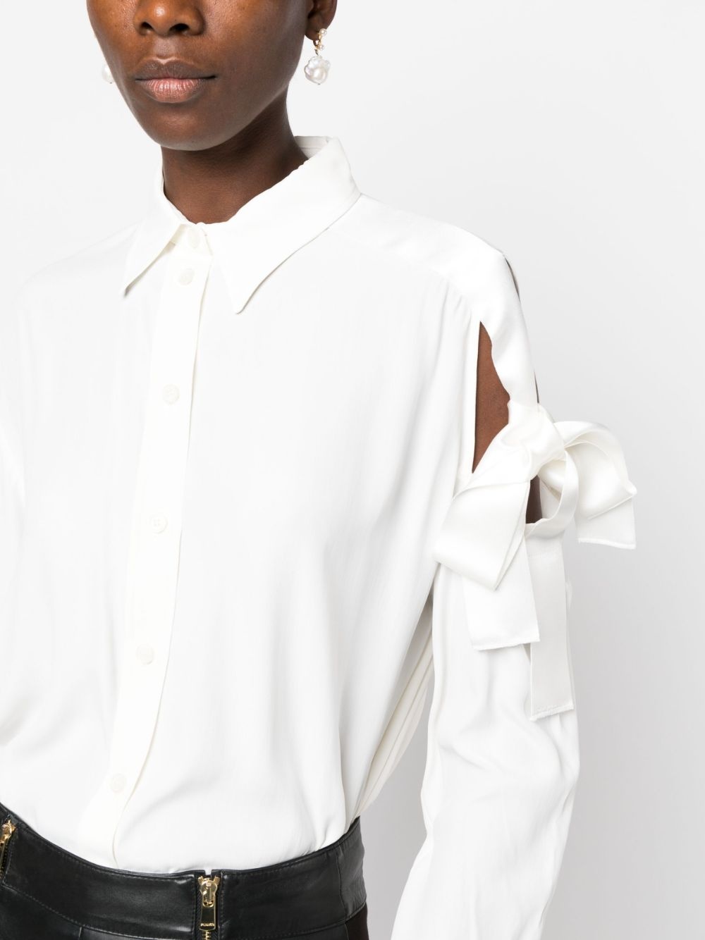 bow-detail pointed-collar shirt - 5