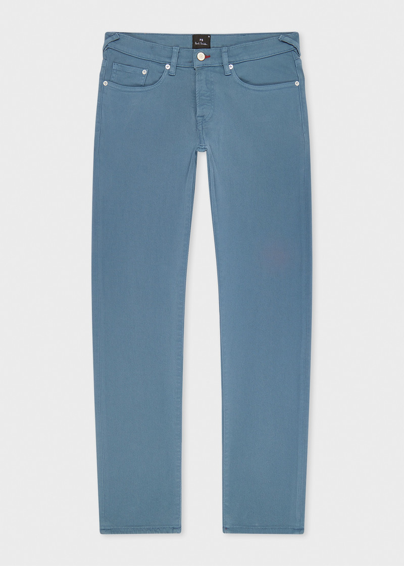 Tapered-Fit Mid Blue Garment-Dyed Organic Cotton-Stretch Jeans 1