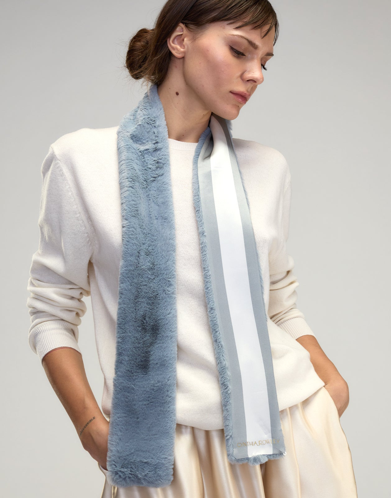 Out East Faux Fur Silk Scarf - 3