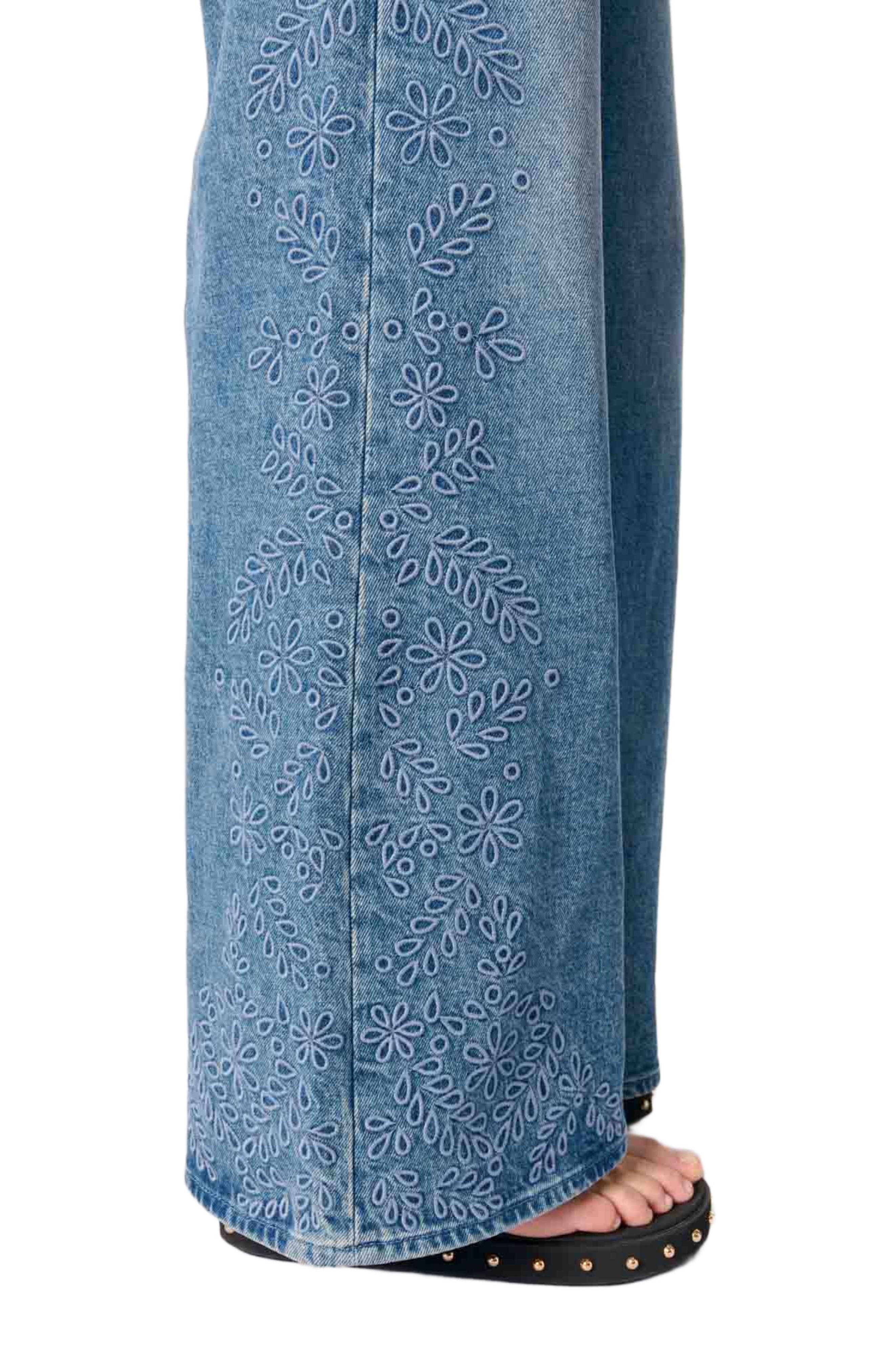 maje Embroidered jeans in Blue at Nordstrom - 6