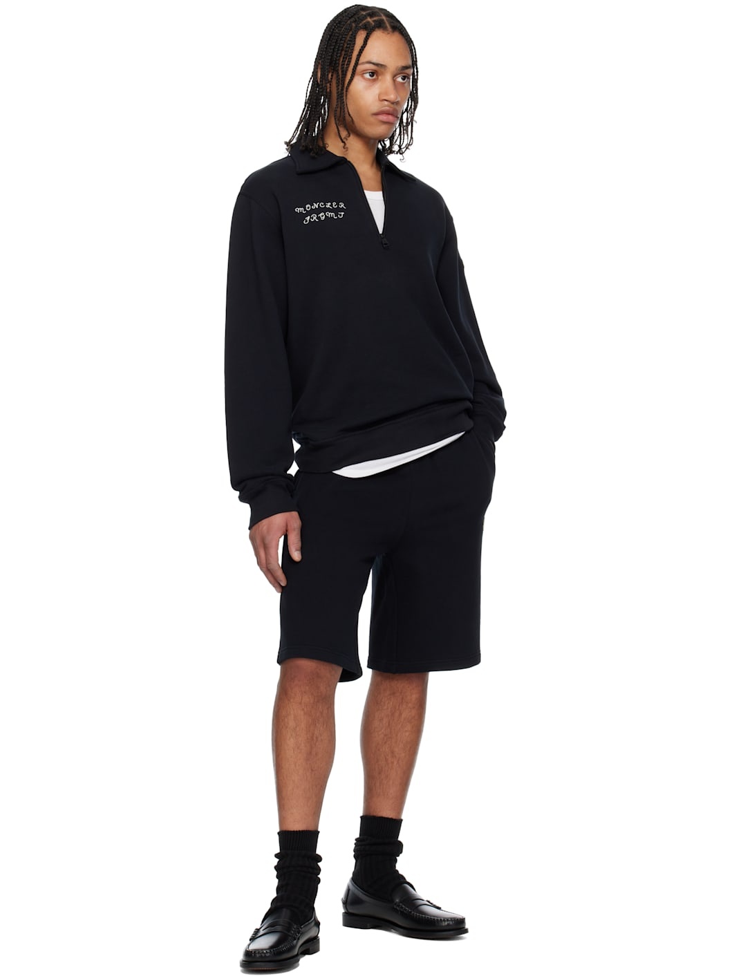 Moncler x FRGMT Hiroshi Fujiwara Black Embroidered Logo Cotton Shorts - 5