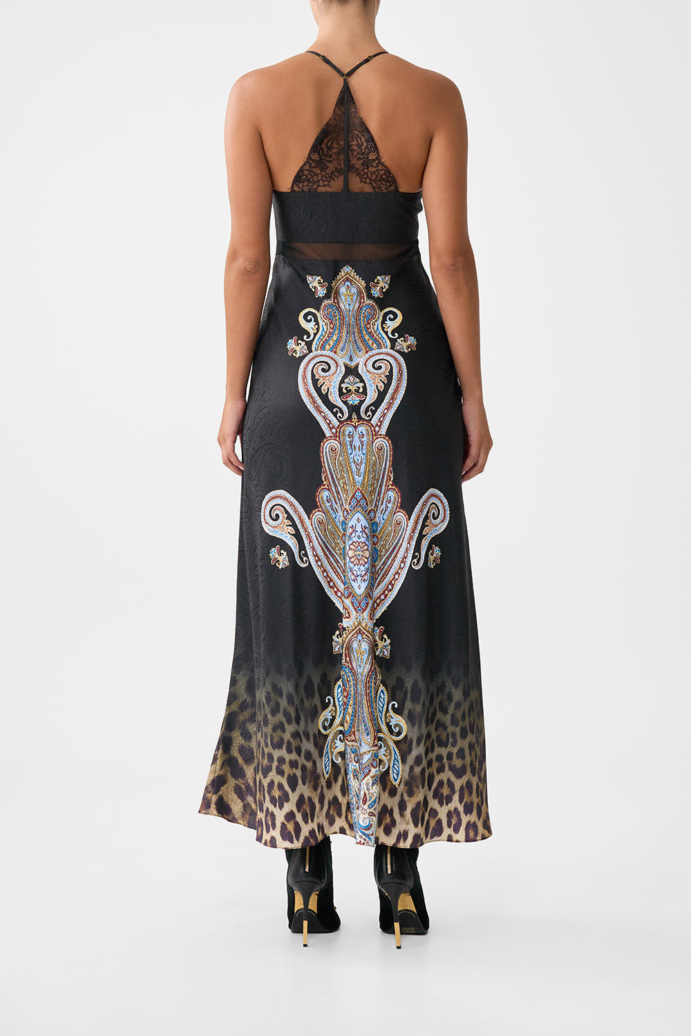 LACE SPLICE BIAS LONG DRESS - 3