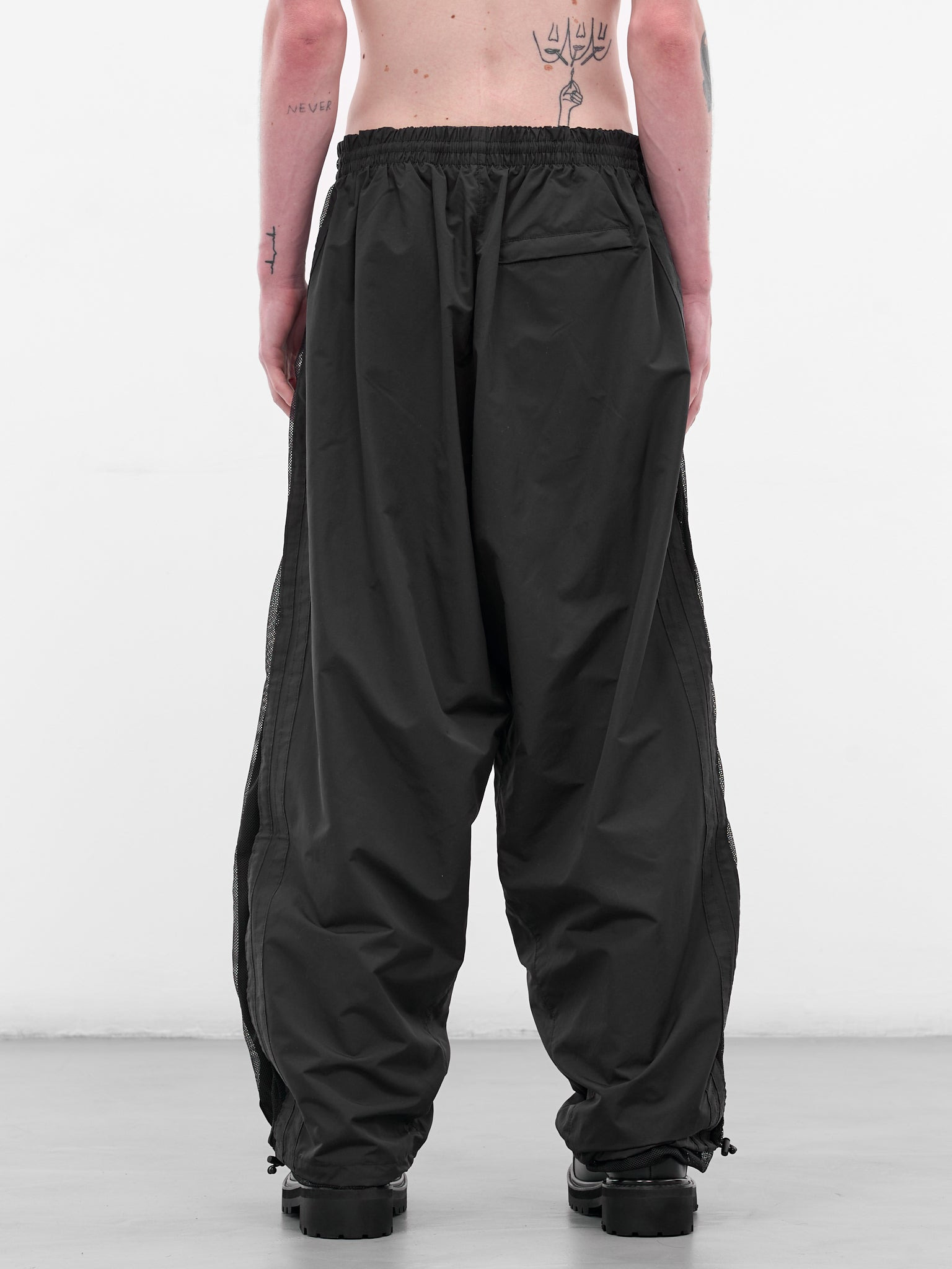 Black Nylon Mesh Panel Sweatpants - 3
