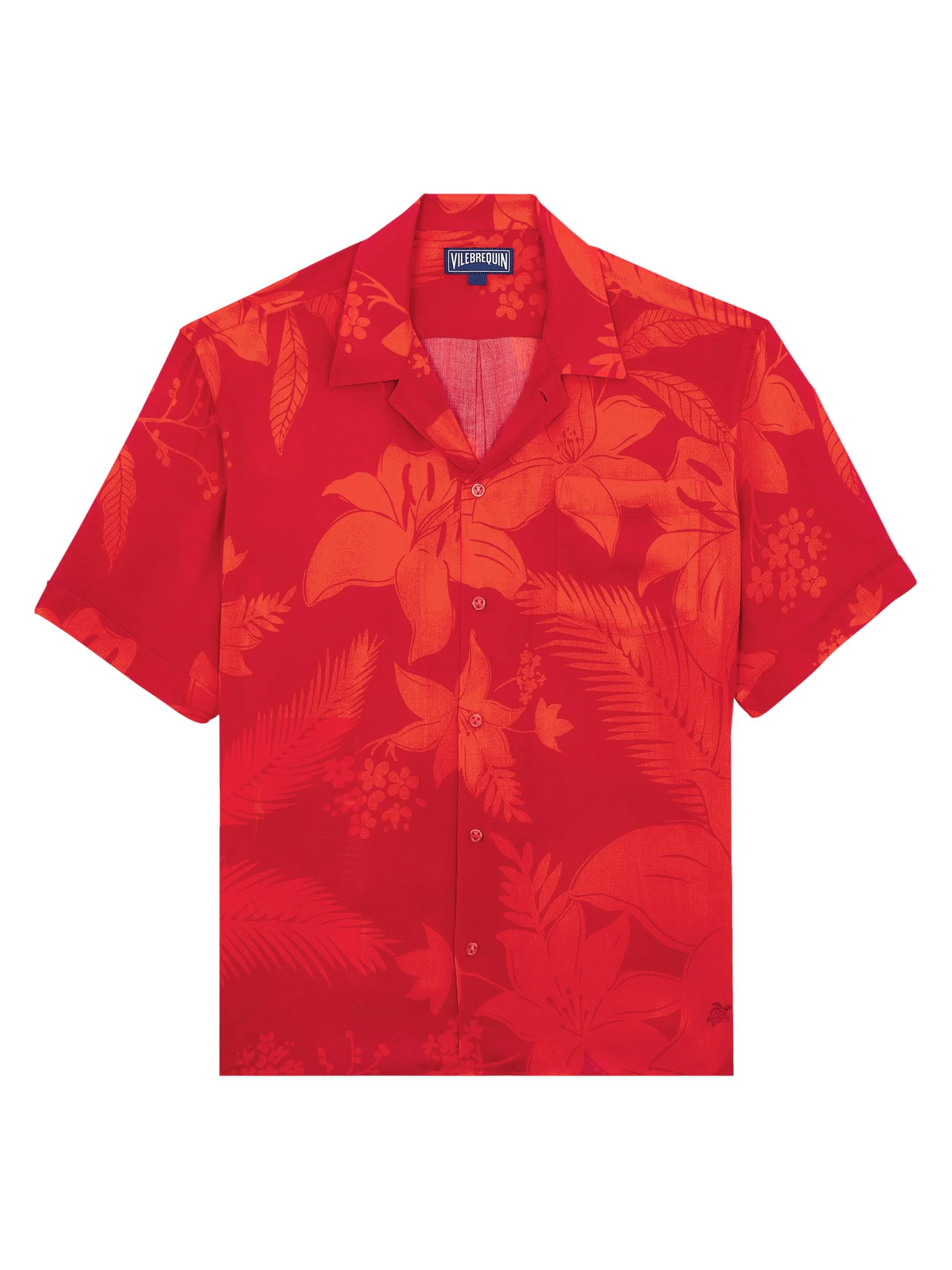 Men's Flower Power Bowling Shirt - Lipstick - 1