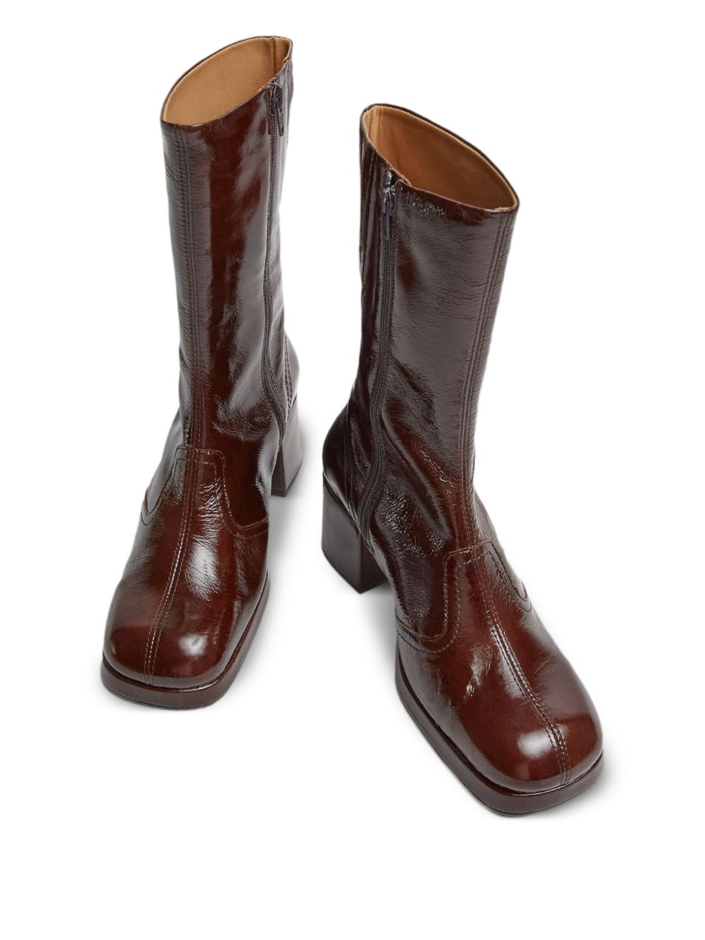 Cass patent-leather square-toe boots - 3
