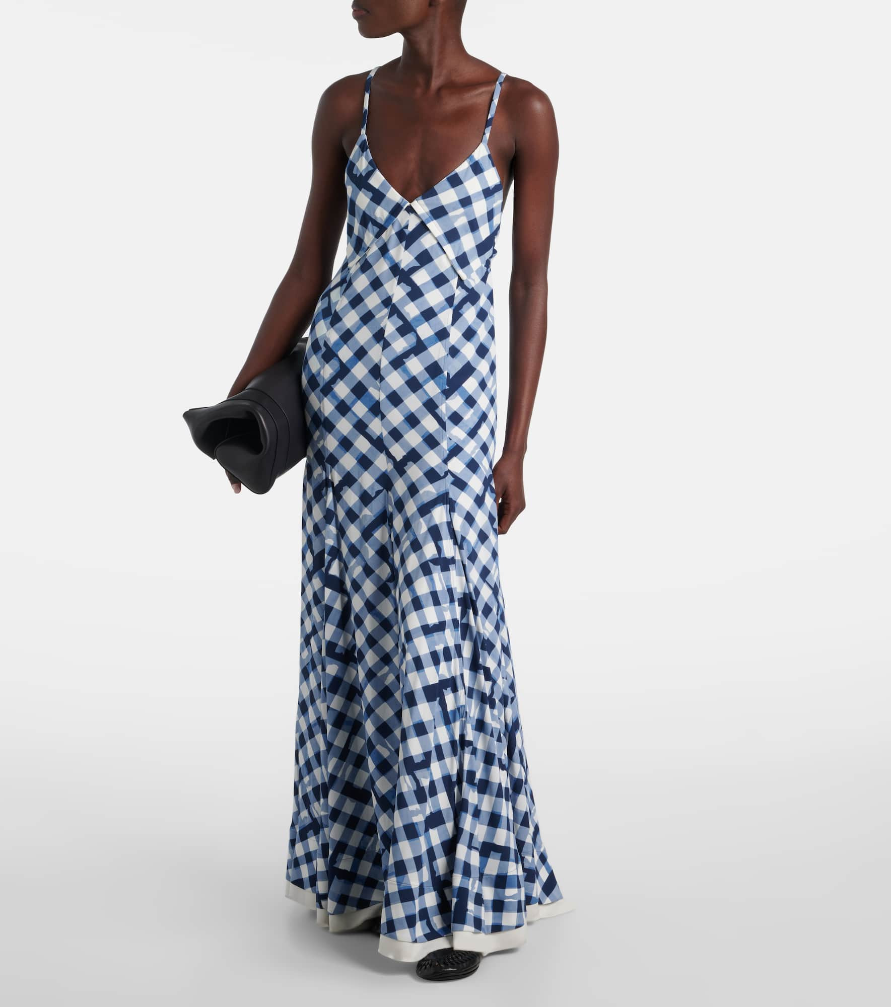 June checked crêpe de chine maxi dress - 2