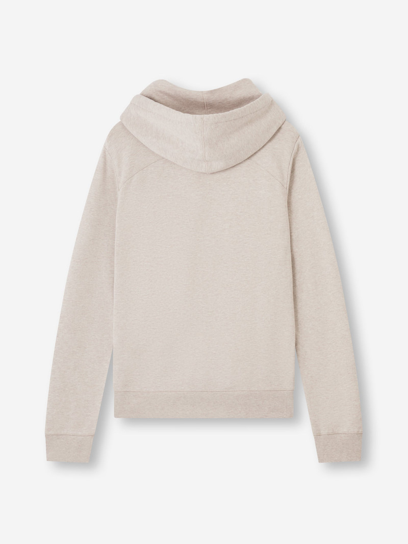 Men's Zip Up Hoodie Quinn Cotton Modal Greige Marl 6