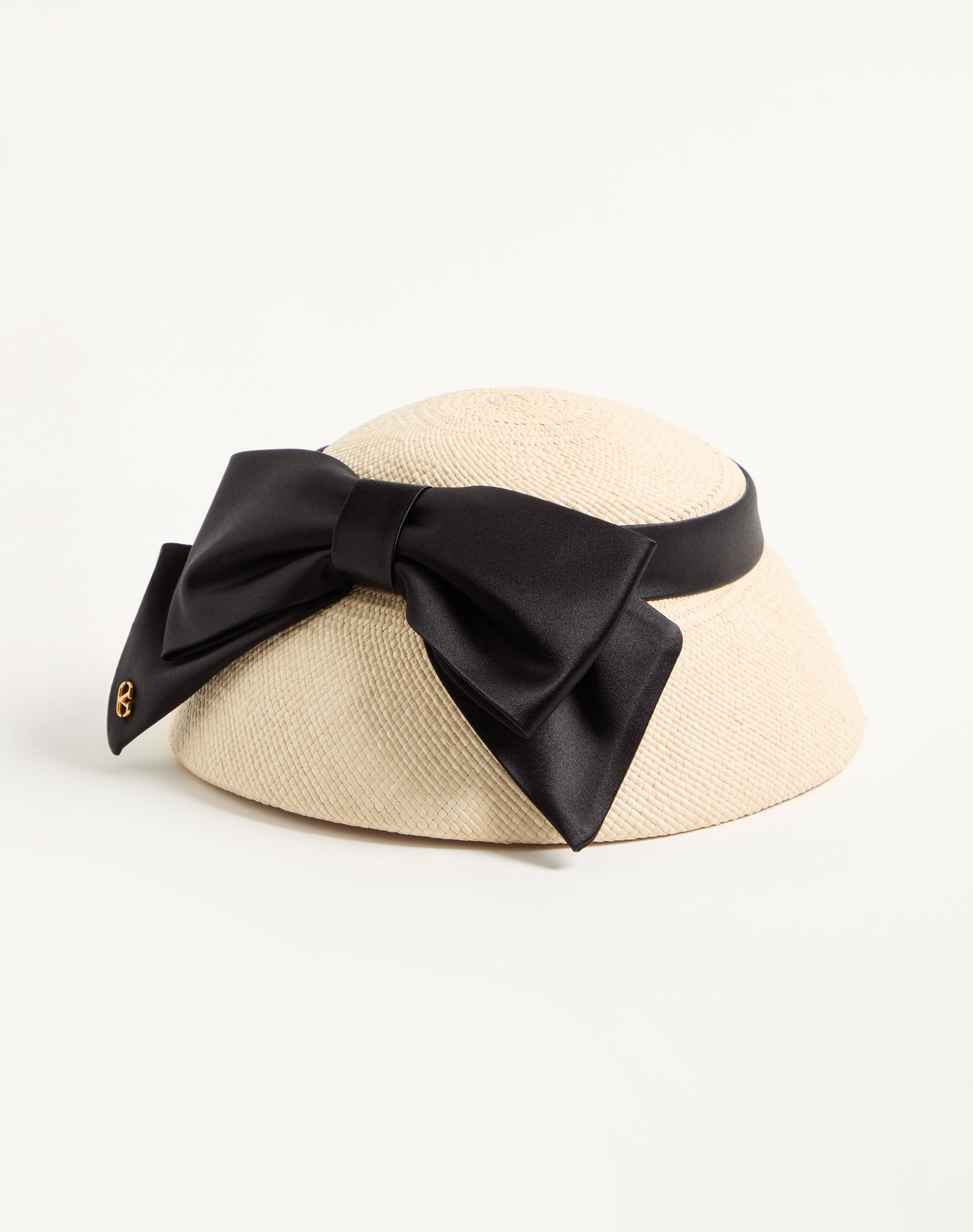 VLOGO SIGNATURE PANAMA BUCKET HAT WITH SATIN BOW - 3