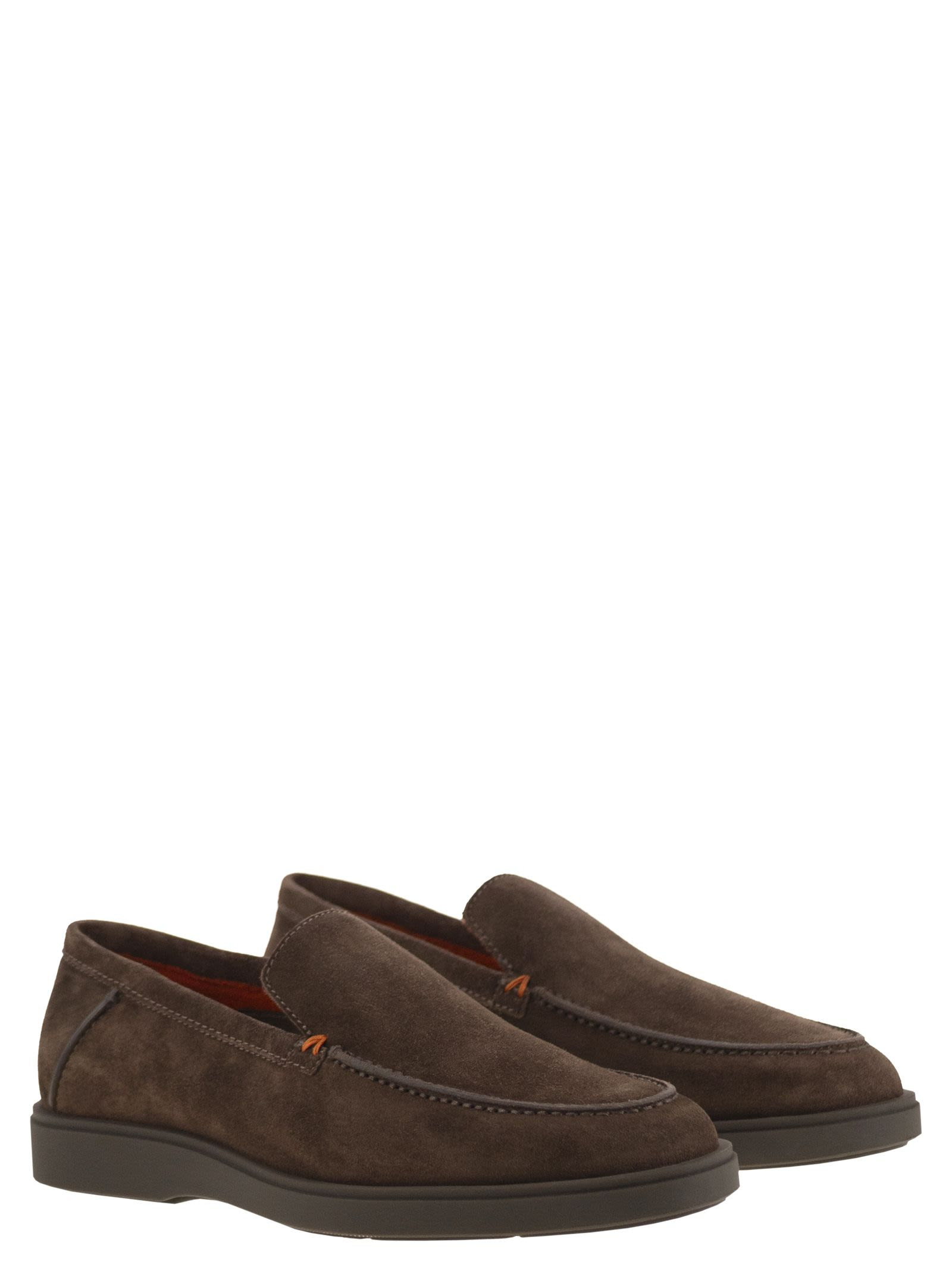 Santoni Men Suede Moccasin - 4
