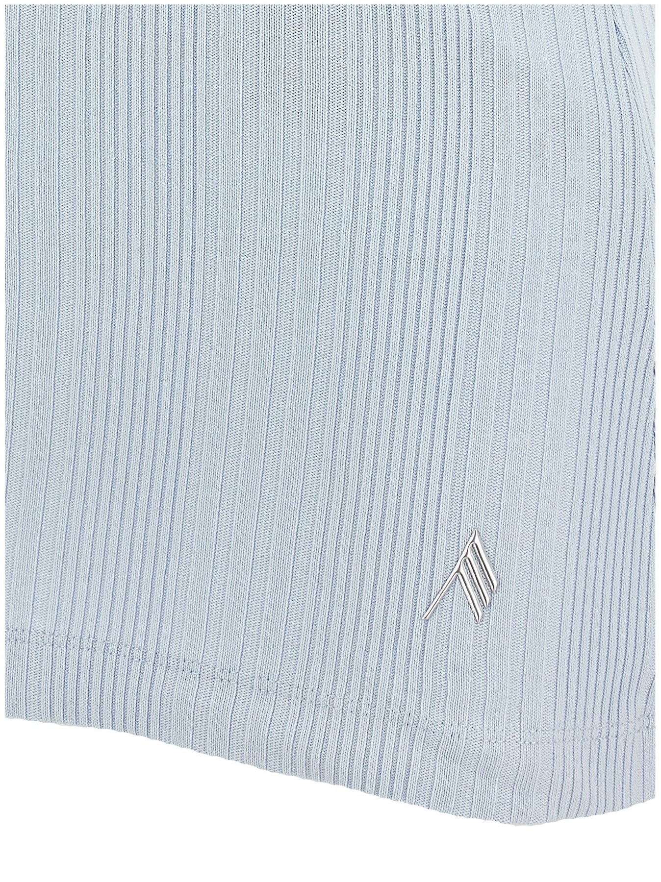 Logo Ribbed Top Tops Light Blue - 4