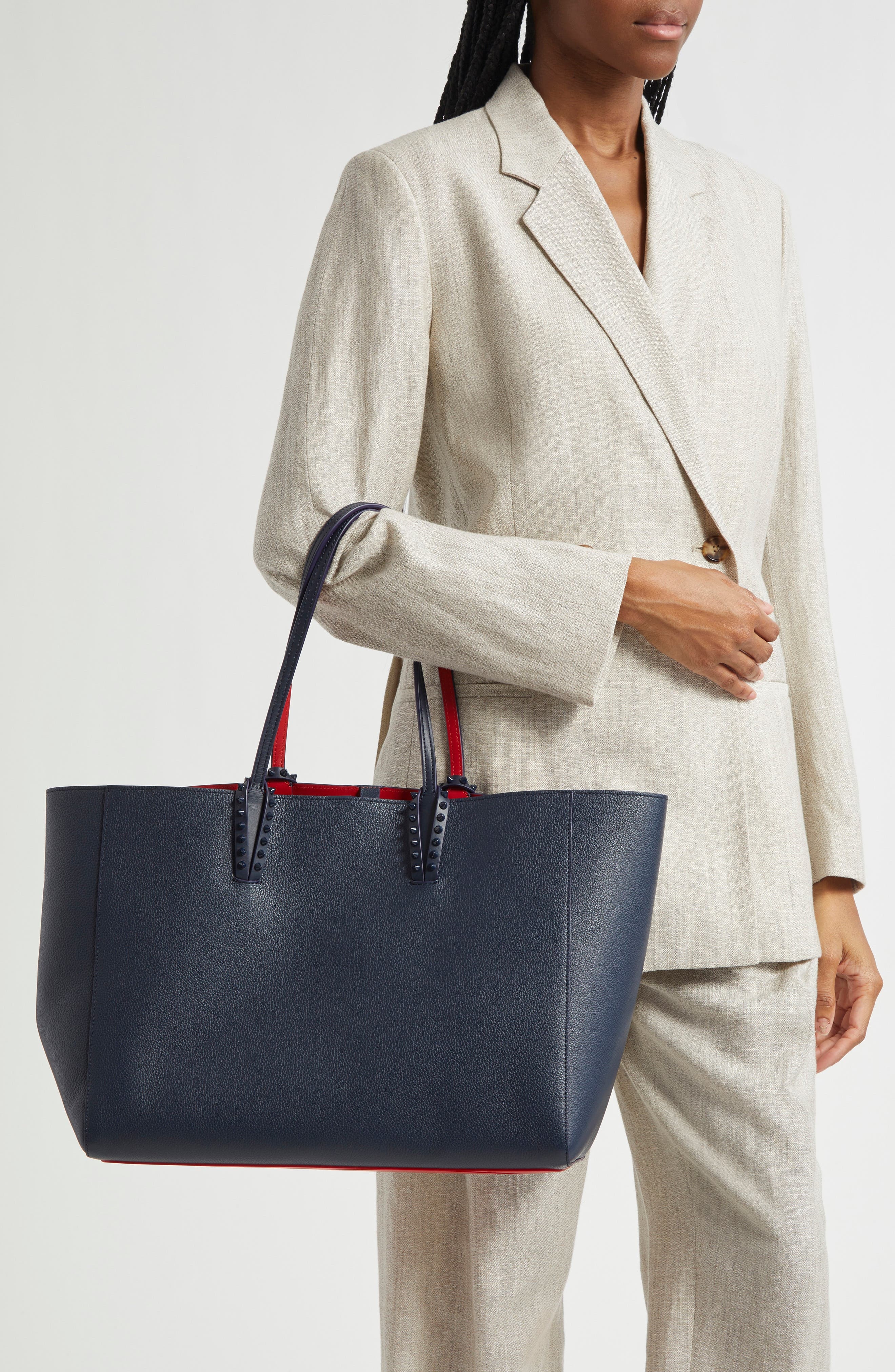 Christian Louboutin Large Cabata Soft Leather Tote Bag in Blue Navy at Nordstrom - 3