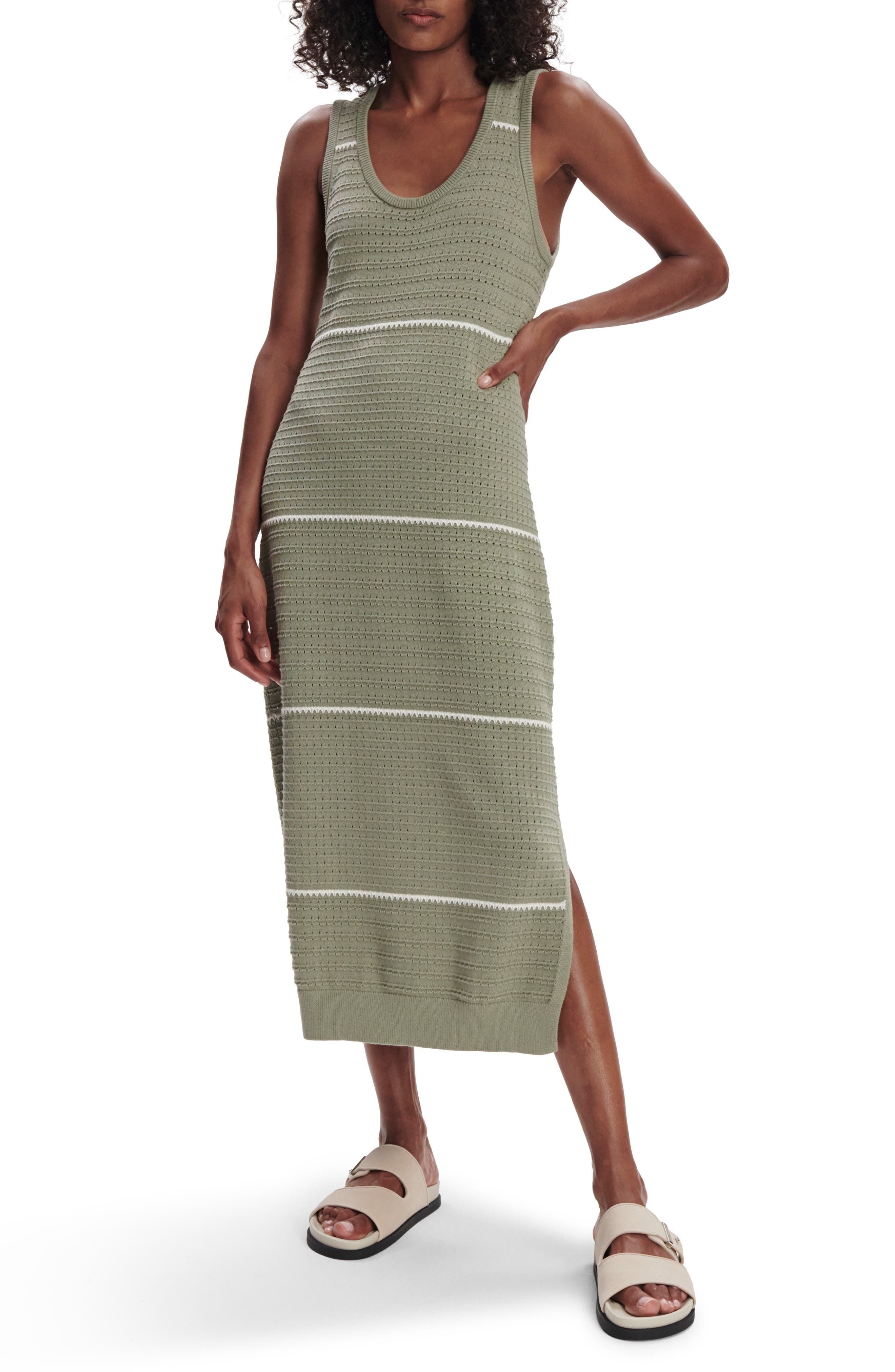 Varley Scott Stripe Sleeveless Sweater Dress in Seagrass at Nordstrom - 1