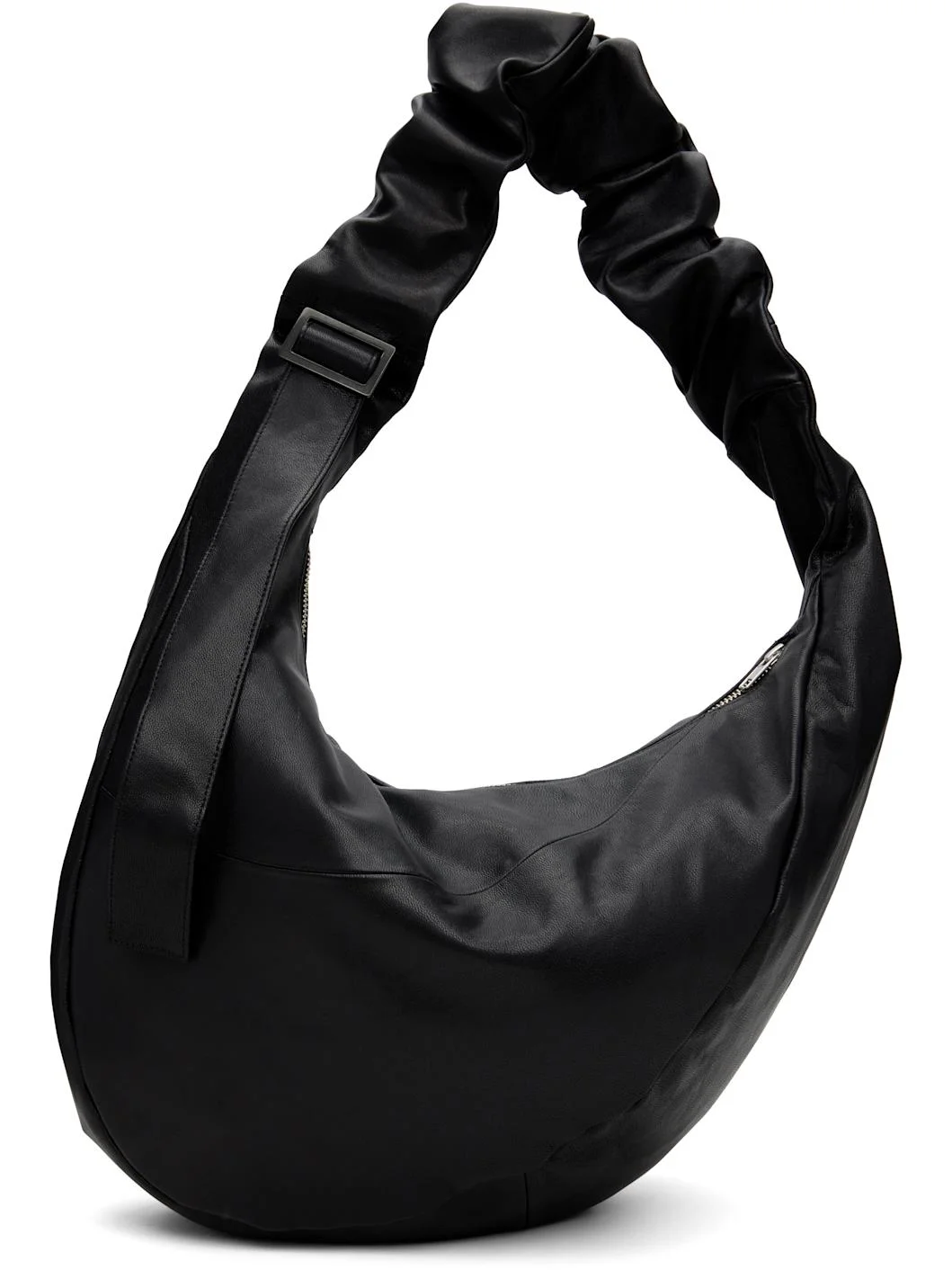 Black Goat Leather Twist Shoulder Bag - 1