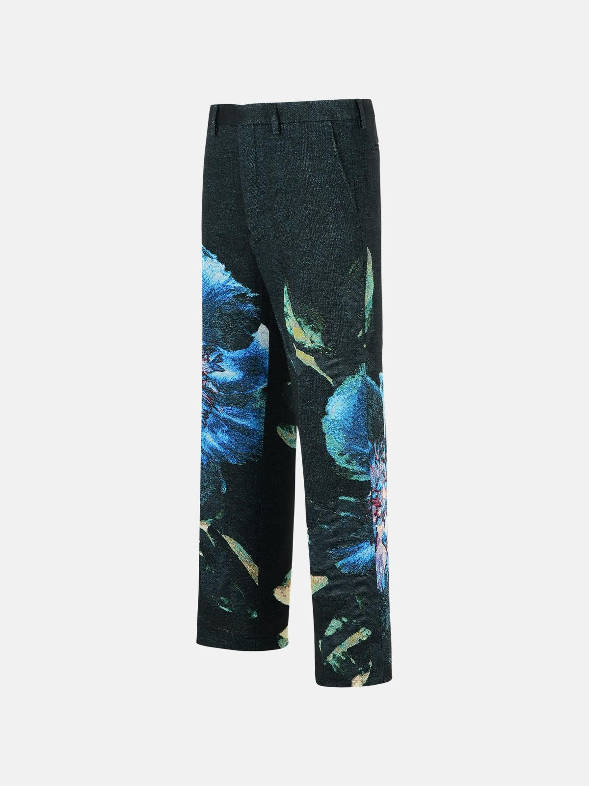 'PANVEL' BLACK COTTON BLEND PANTS - 2