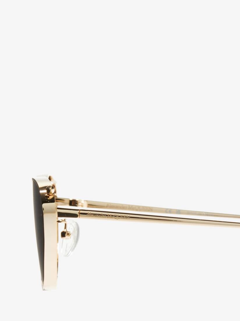 Women's Front Piercing Cat-eye Sunglasses in Light Gold/smoke - 4