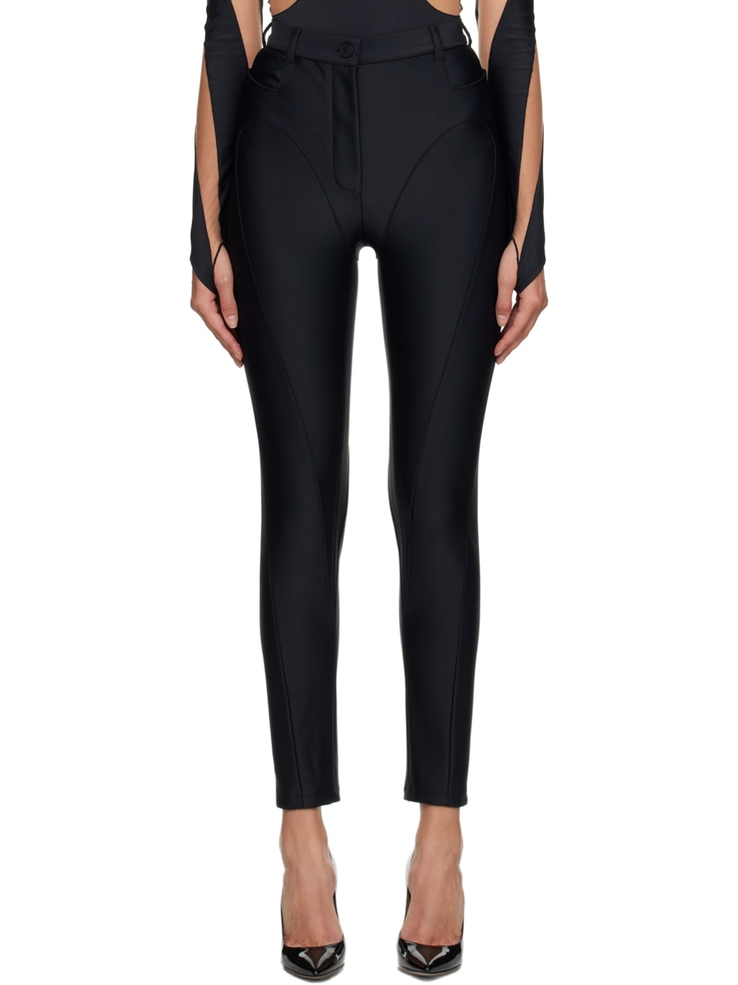 Black Paneled Leggings - 1
