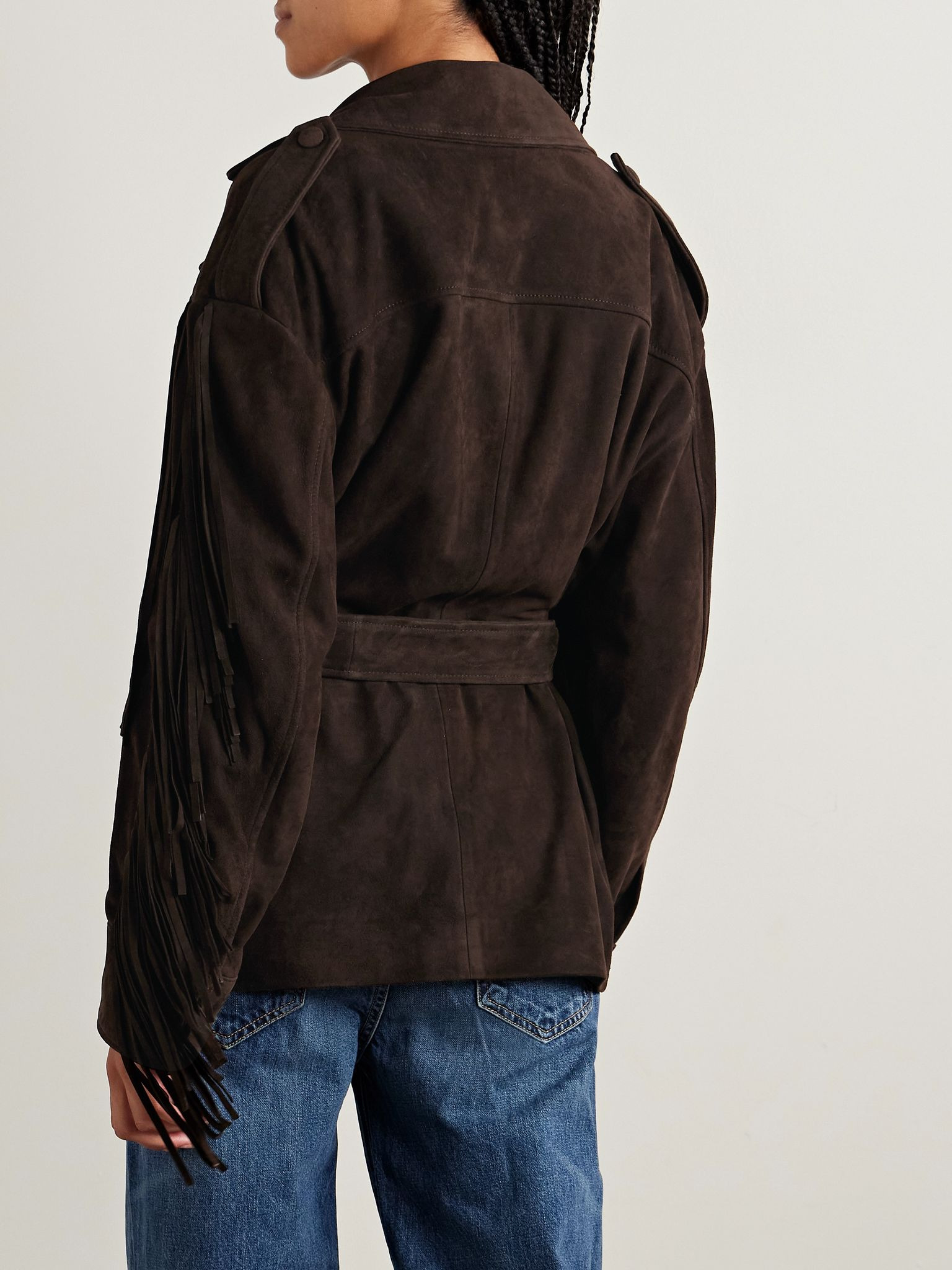 Cassidy belted fringed suede jacket Dark brown - 3