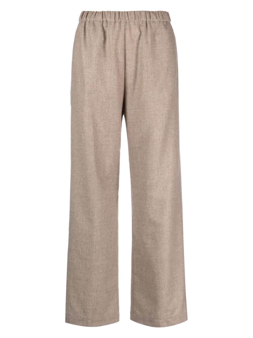 elasticated-waistband straight-leg trousers - 1
