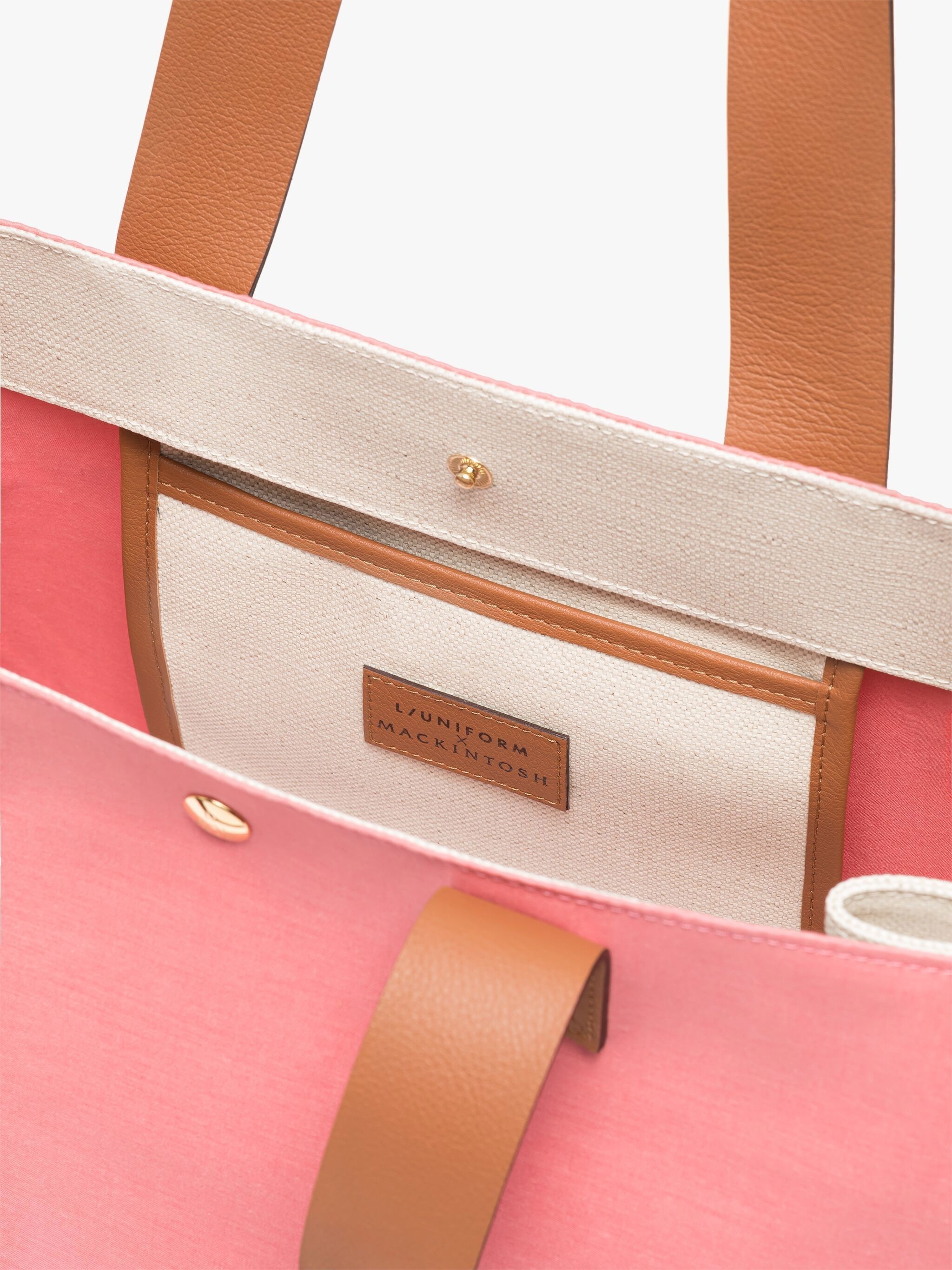 L/UNIFORM NATURAL & PINK BONDED COTTON FOLDABLE BAG - 5