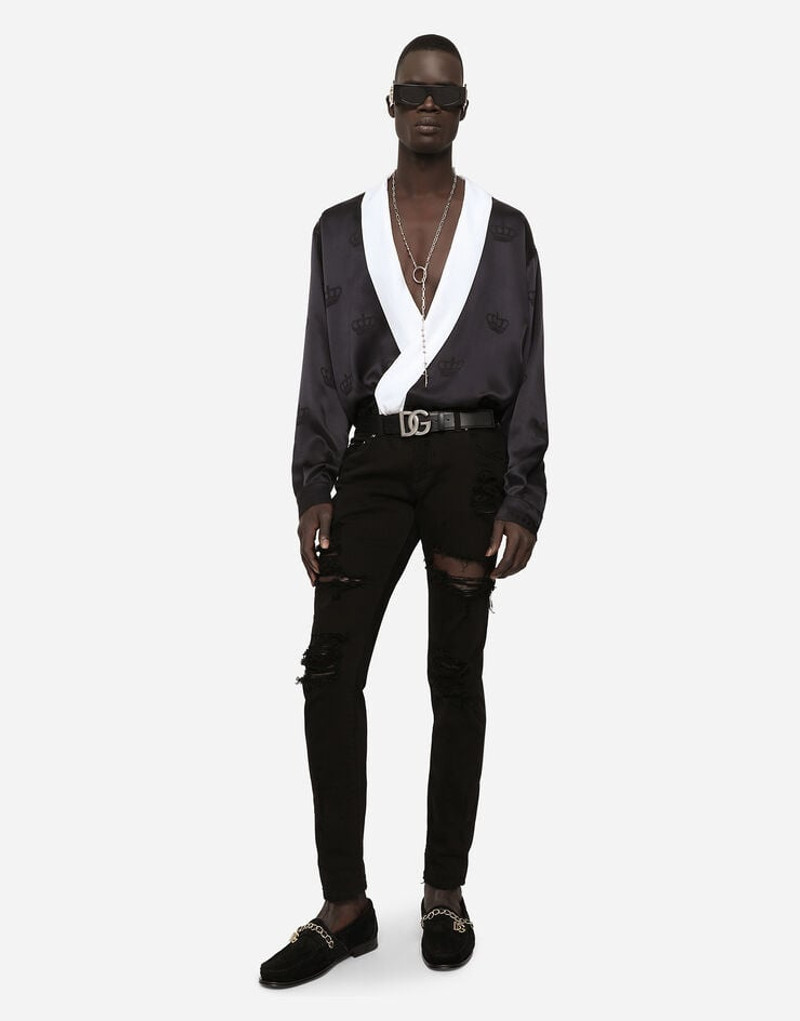 Dolce & Gabbana Black skinny stretch jeans with rips outlook