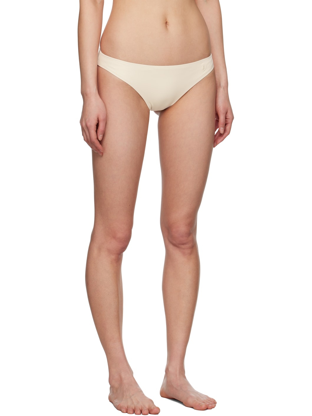 Beige Embroidered Logo Bikini Bottom - 2