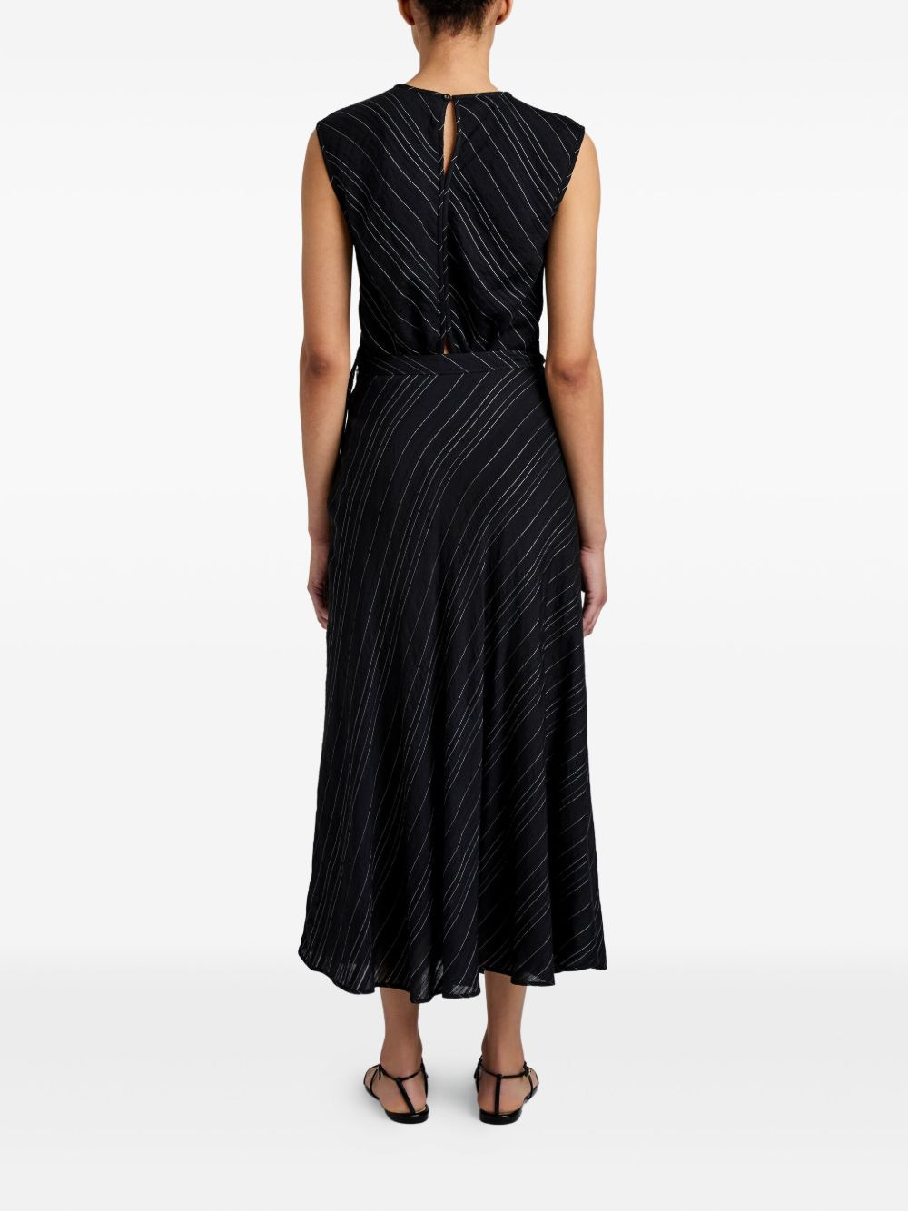 Kaia stripe woven midi skirt - 4