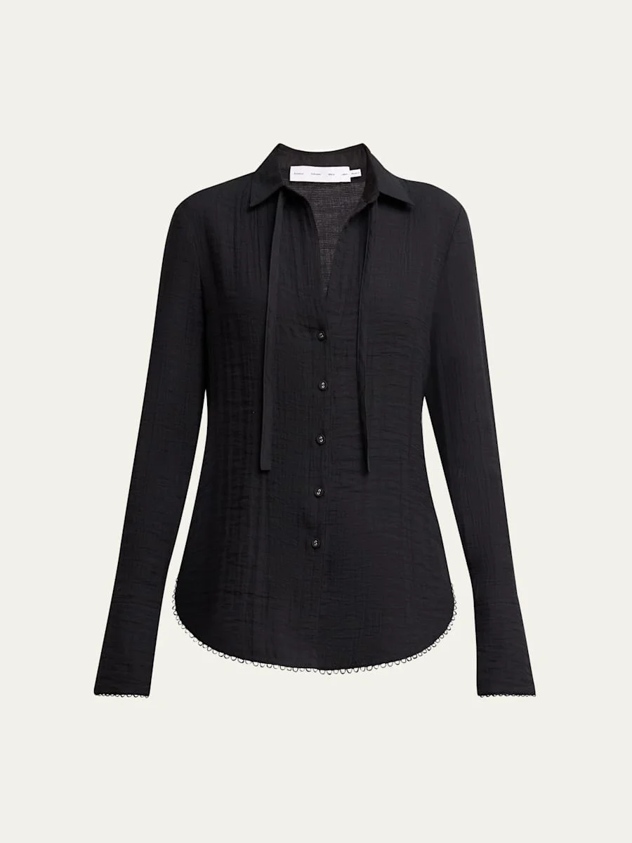 Cami Crinkled Long-Sleeve Shirt - 1