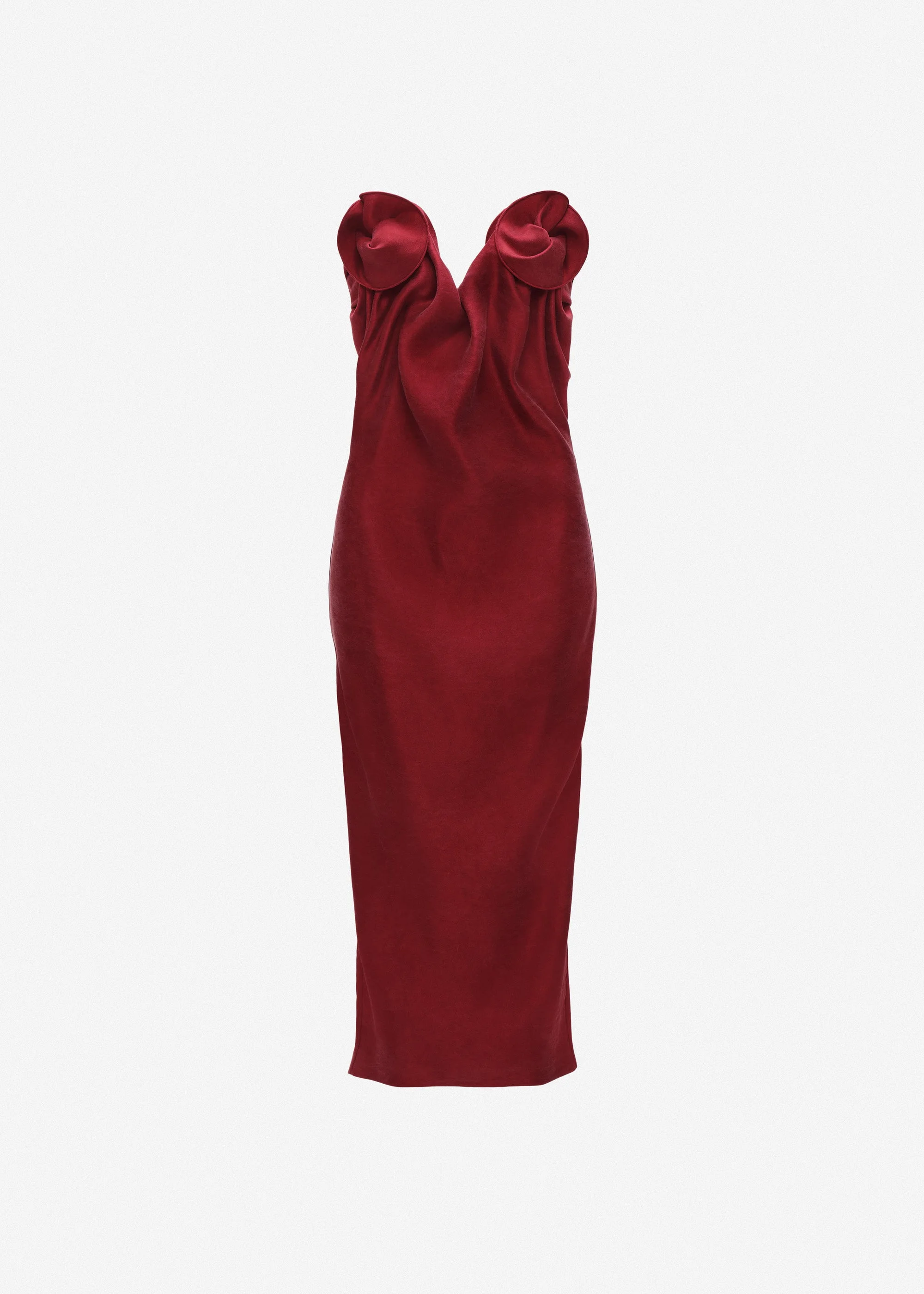 Rose draped corset midi dress in red - 1