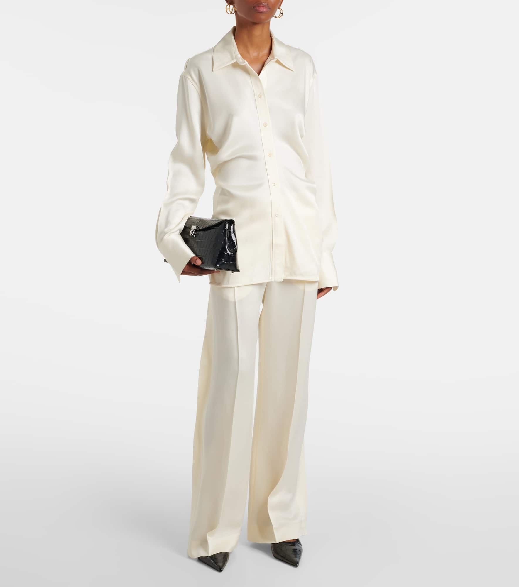 Gathered satin shirt - 2