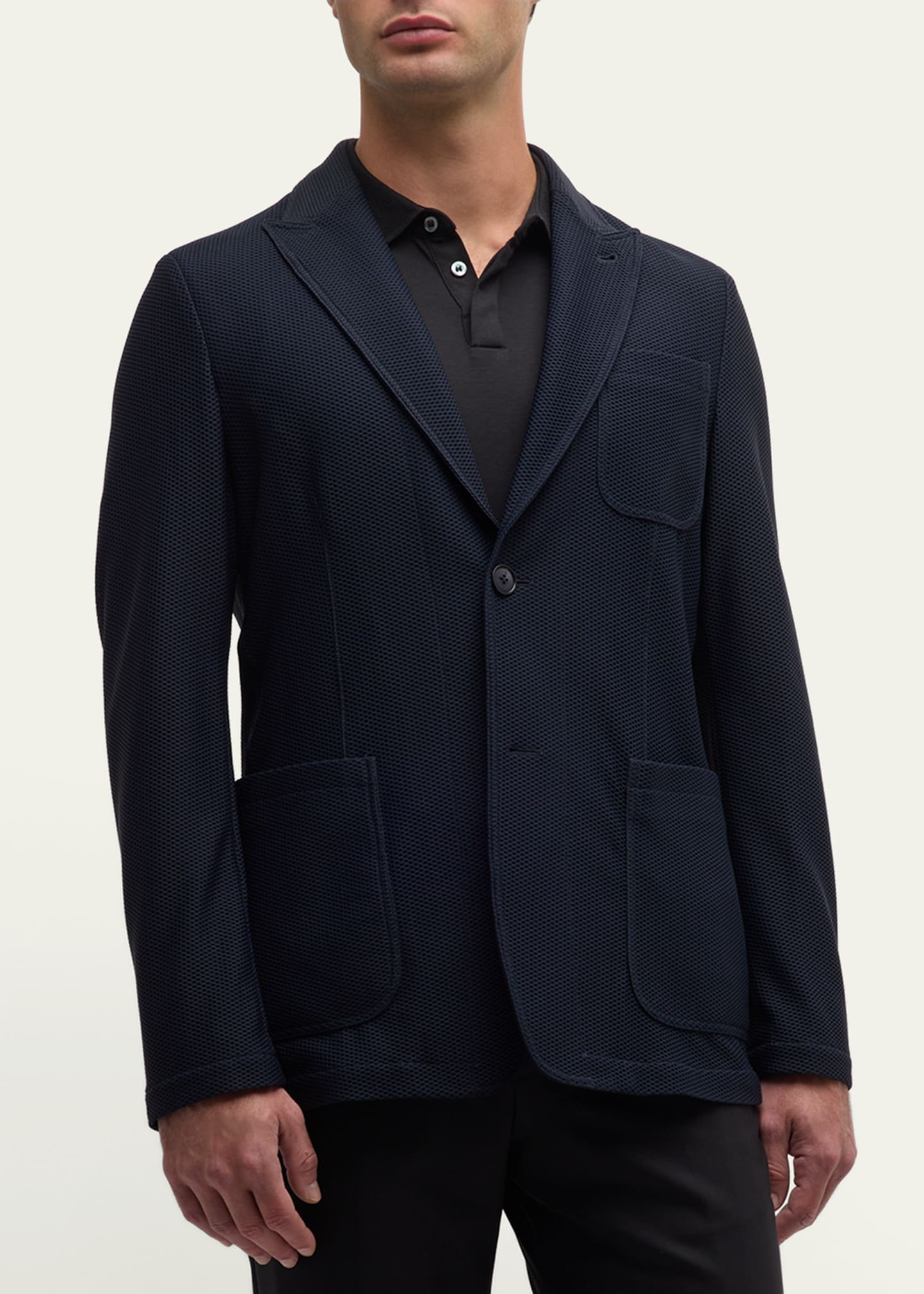 Men's Single-Breasted Rice Stitch Sport Coat - 4