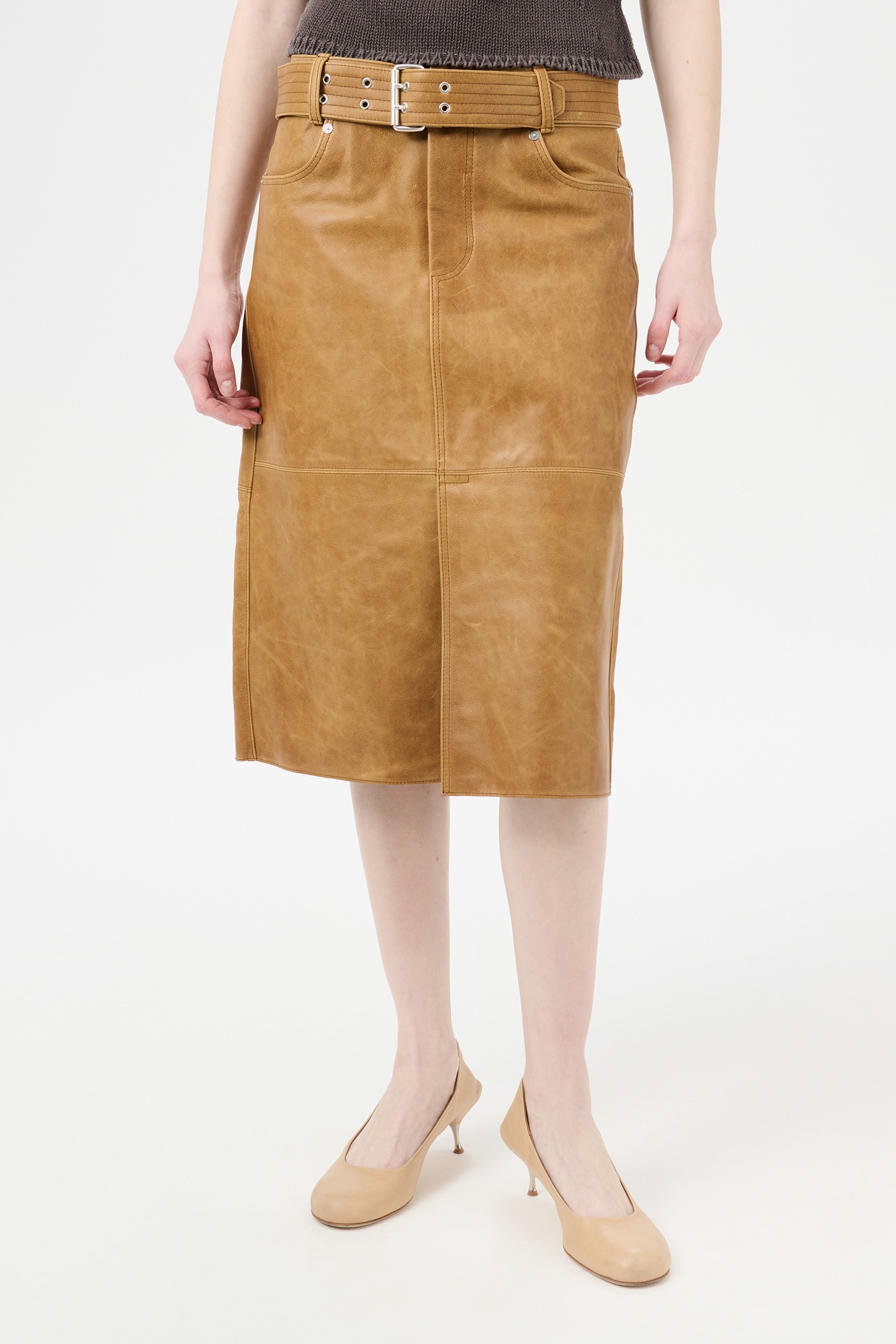 Workwear Skirt Burnt Sugar Leather - 4