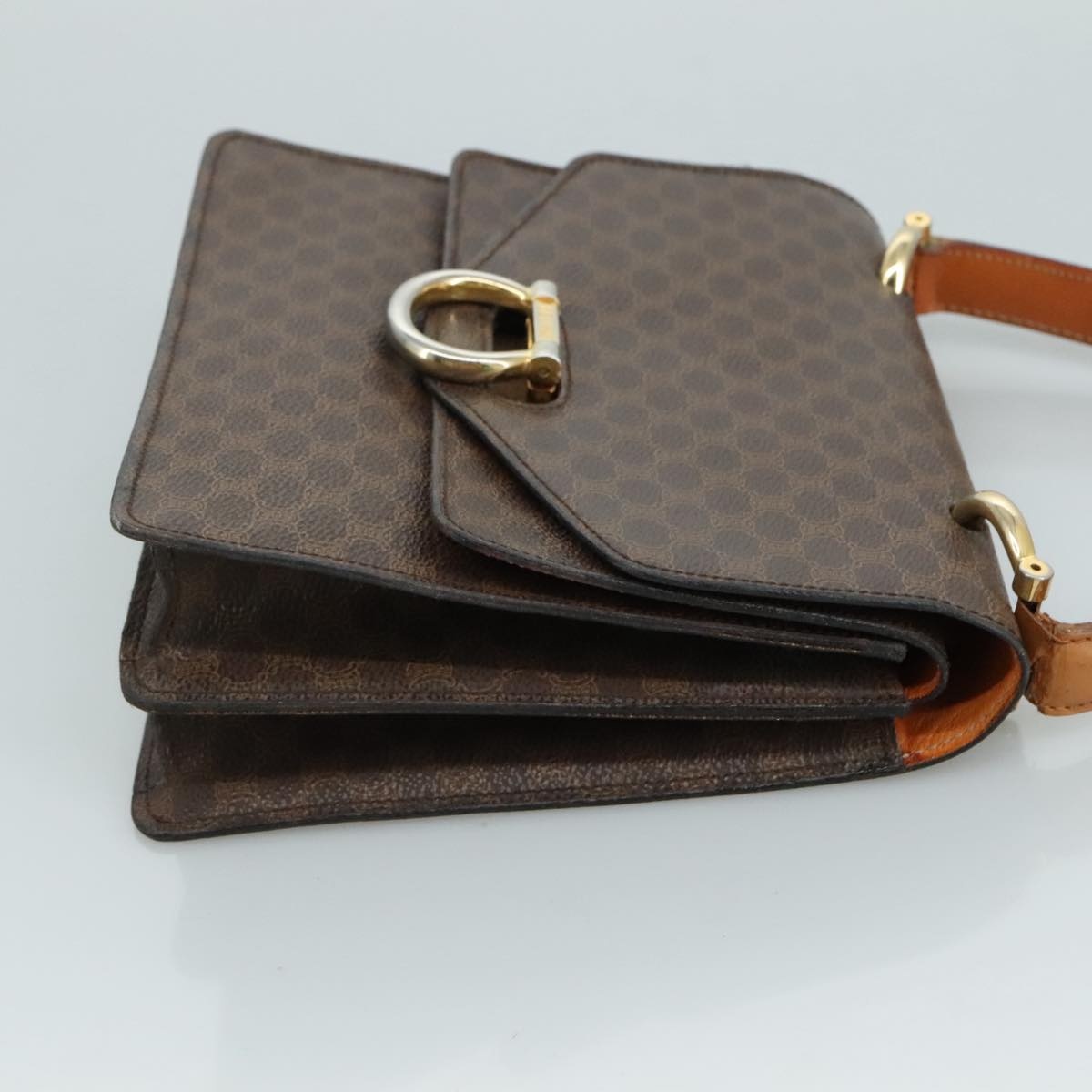 CELINE Macadam Canvas Hand Bag Pvc Leather Brown - 4