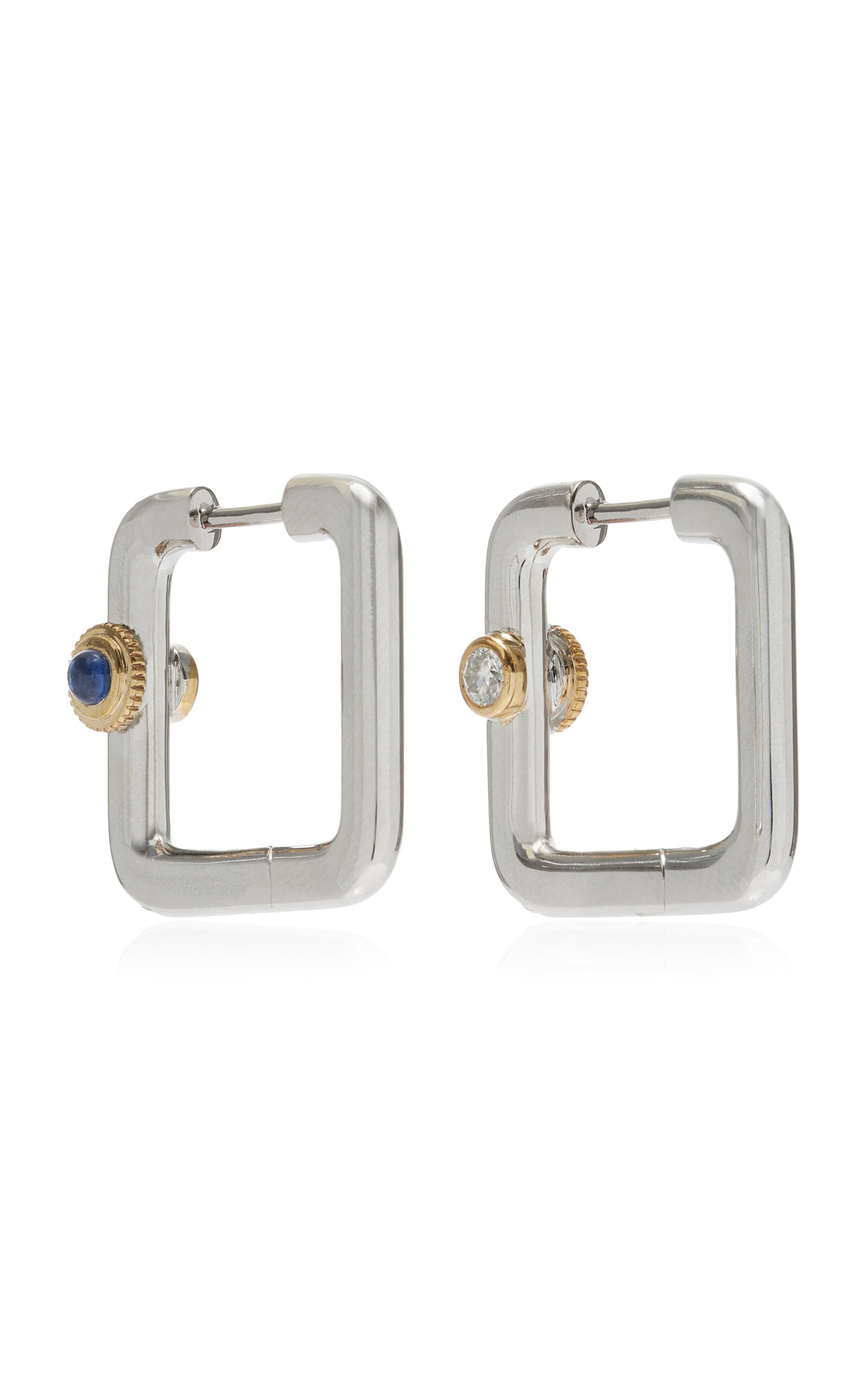 9K White Gold, Diamond And Sapphire Earrings gold - 3