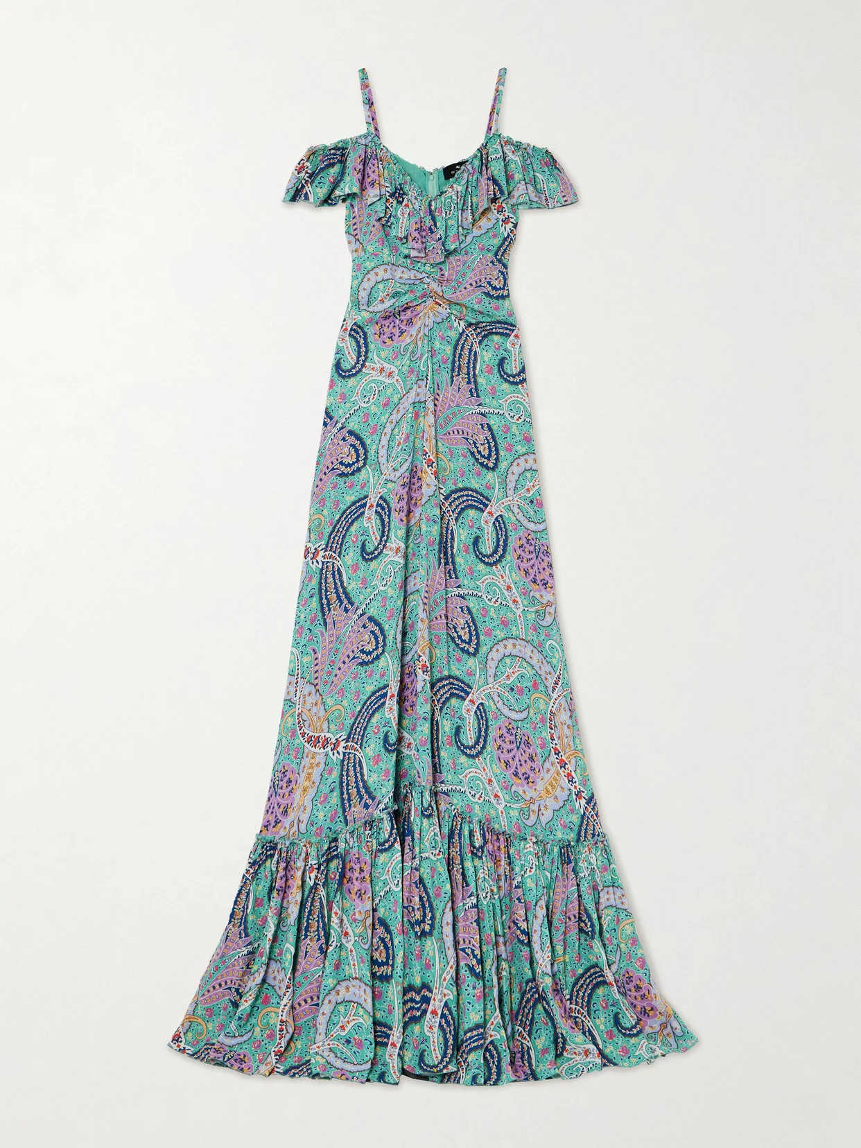 Off-the-shoulder Ruffled Paisley-print Georgette Maxi Dress - 1