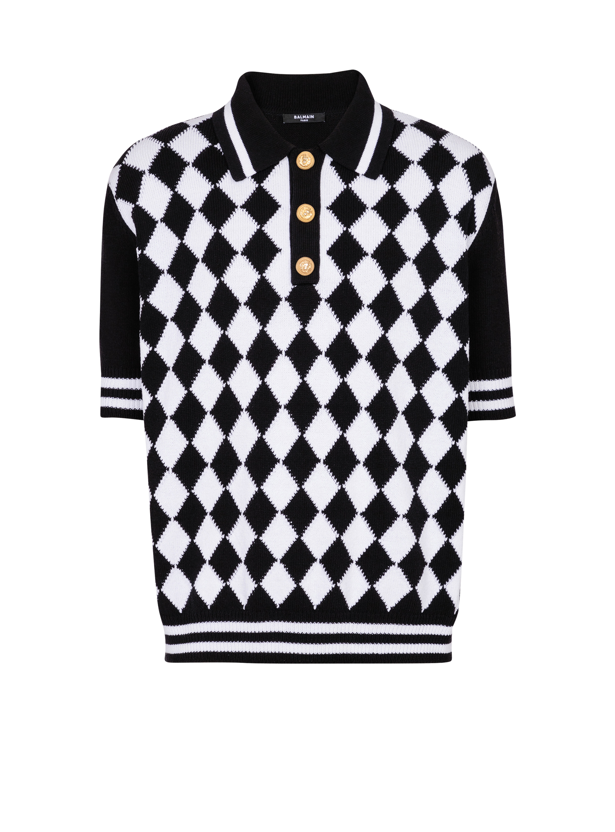 Diamond polo shirt in two-tone cotton - 1