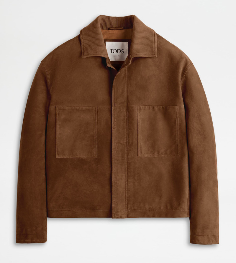 PASHMY COACH JACKET IN SUEDE - BROWN 1
