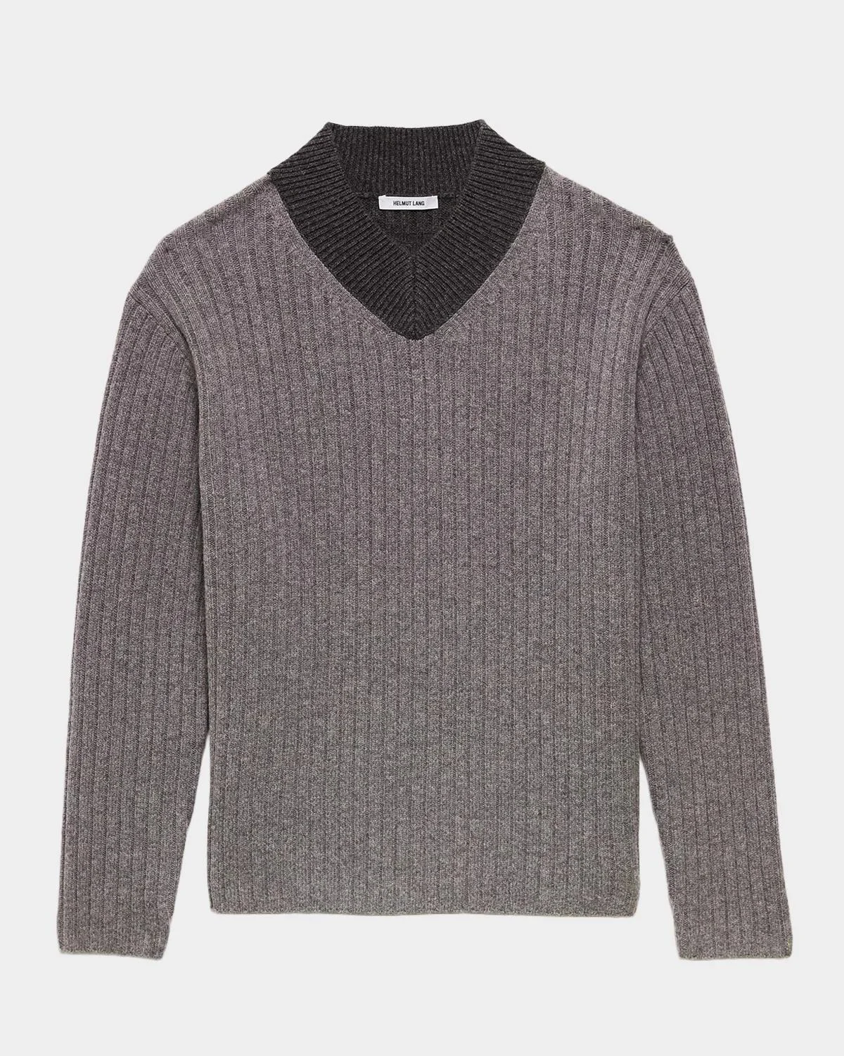 Men's Contrast V-Neck Wool Sweater - 1